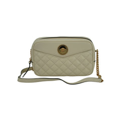 Luxour, Versace Elegant White Leather Camera Shoulder Bag, 