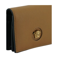 Luxour, Versace Elegant Compact Leather Wallet in Brown, 