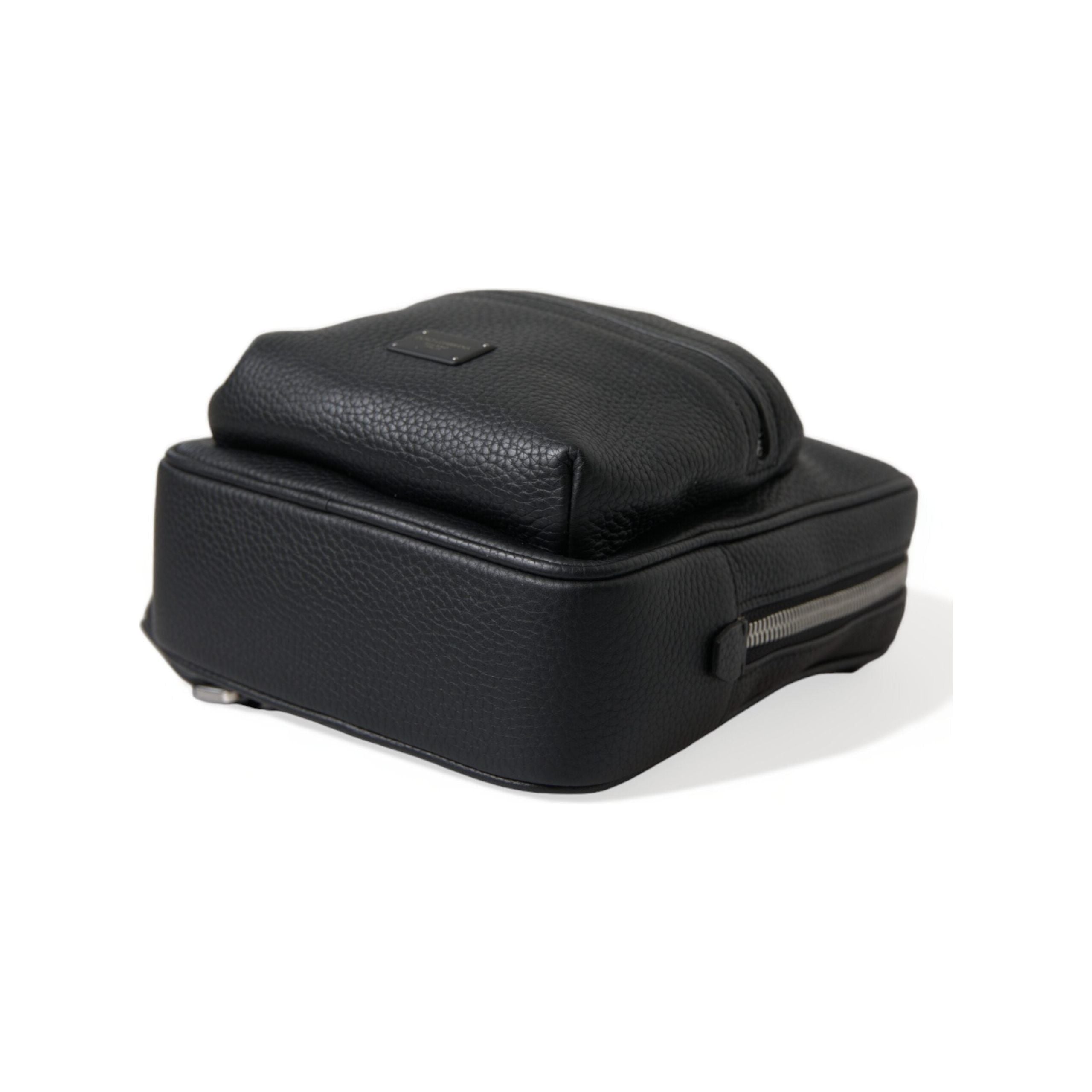 Luxour, Dolce & Gabbana Chic Black Calf Leather Small Backpack, 