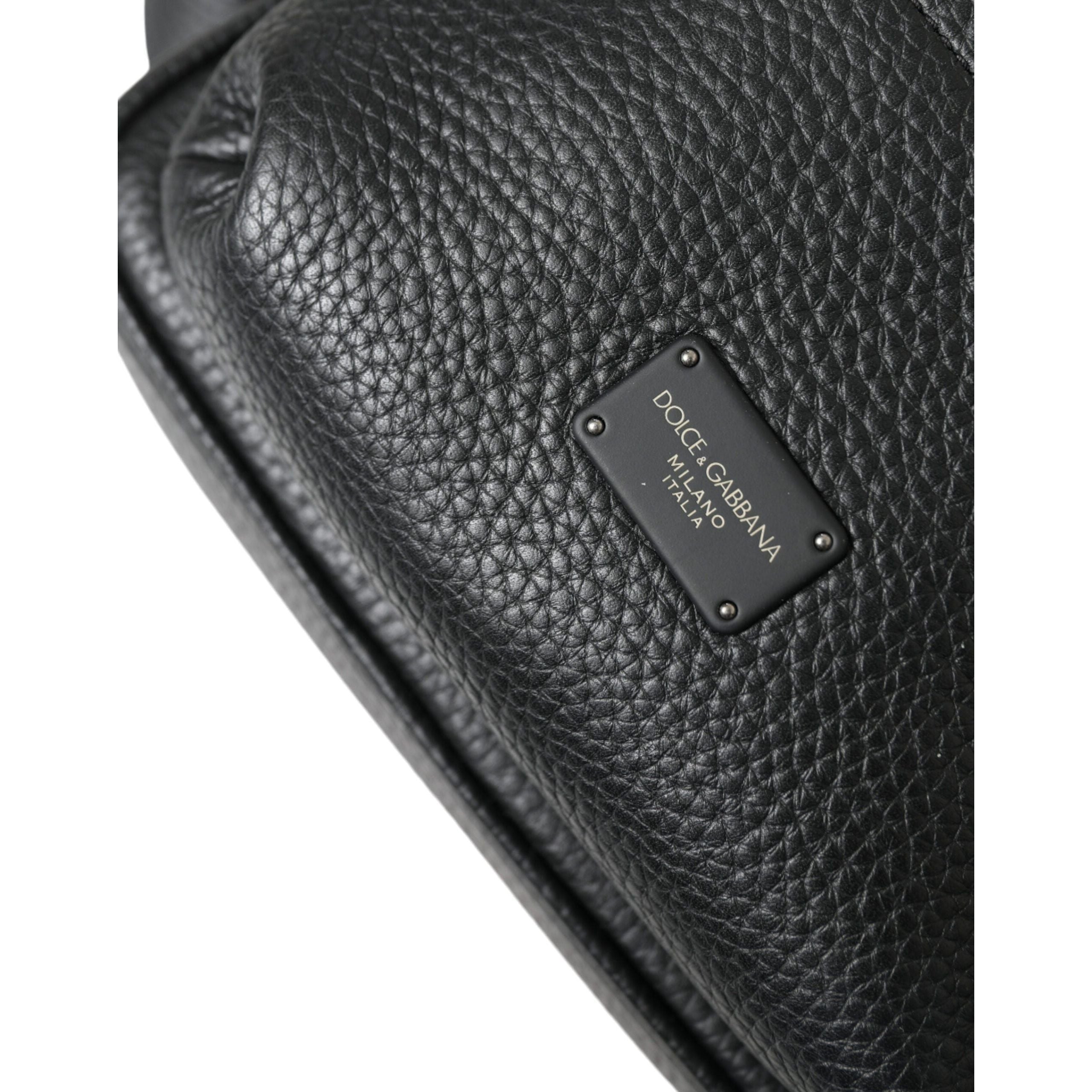Luxour, Dolce & Gabbana Chic Black Calf Leather Small Backpack, 
