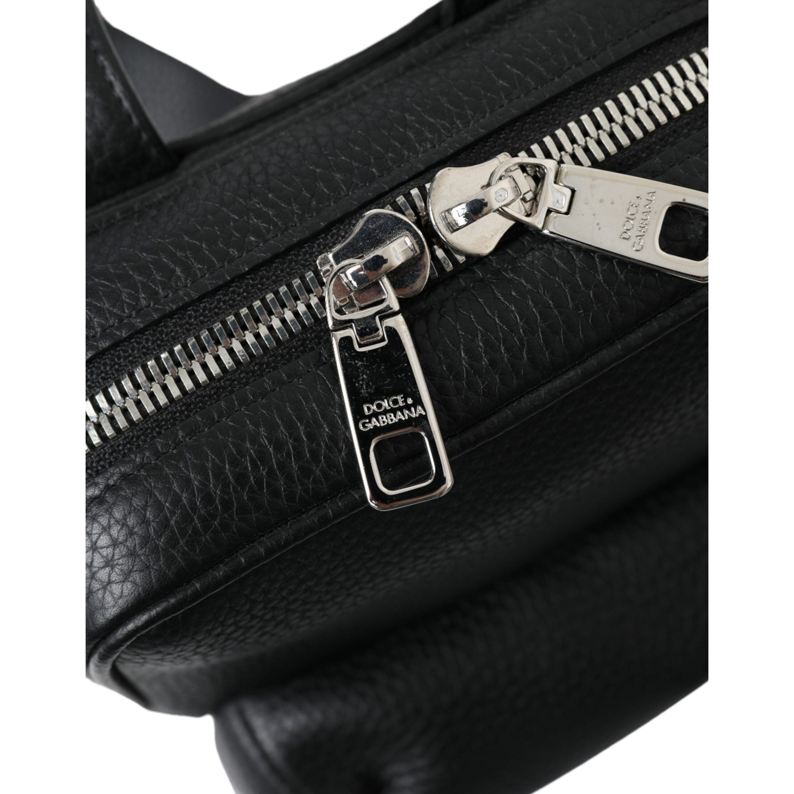 Luxour, Dolce & Gabbana Chic Black Calf Leather Small Backpack, 