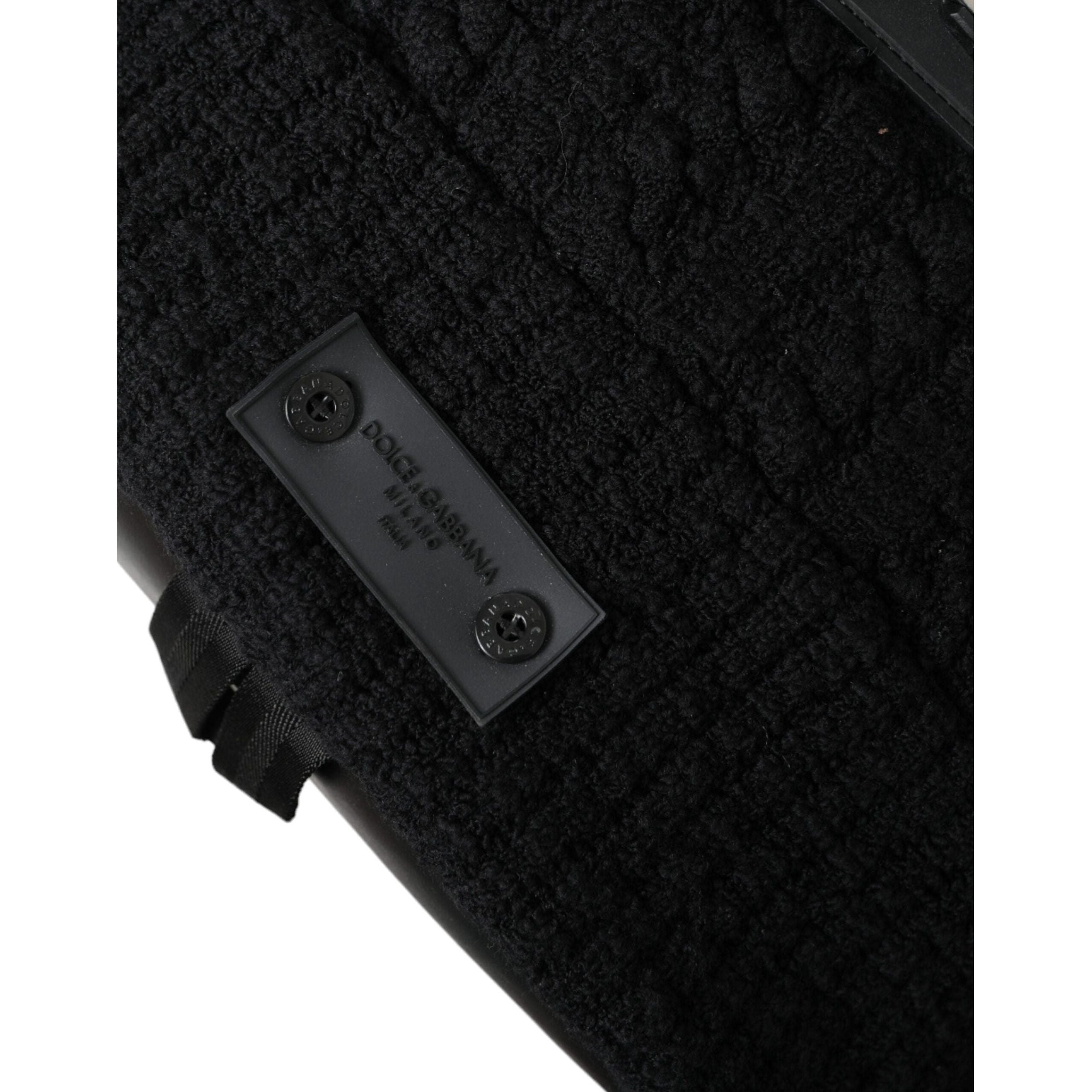 Luxour, Dolce & Gabbana Elegant Tricot Wool-Blend Backpack in Black, 