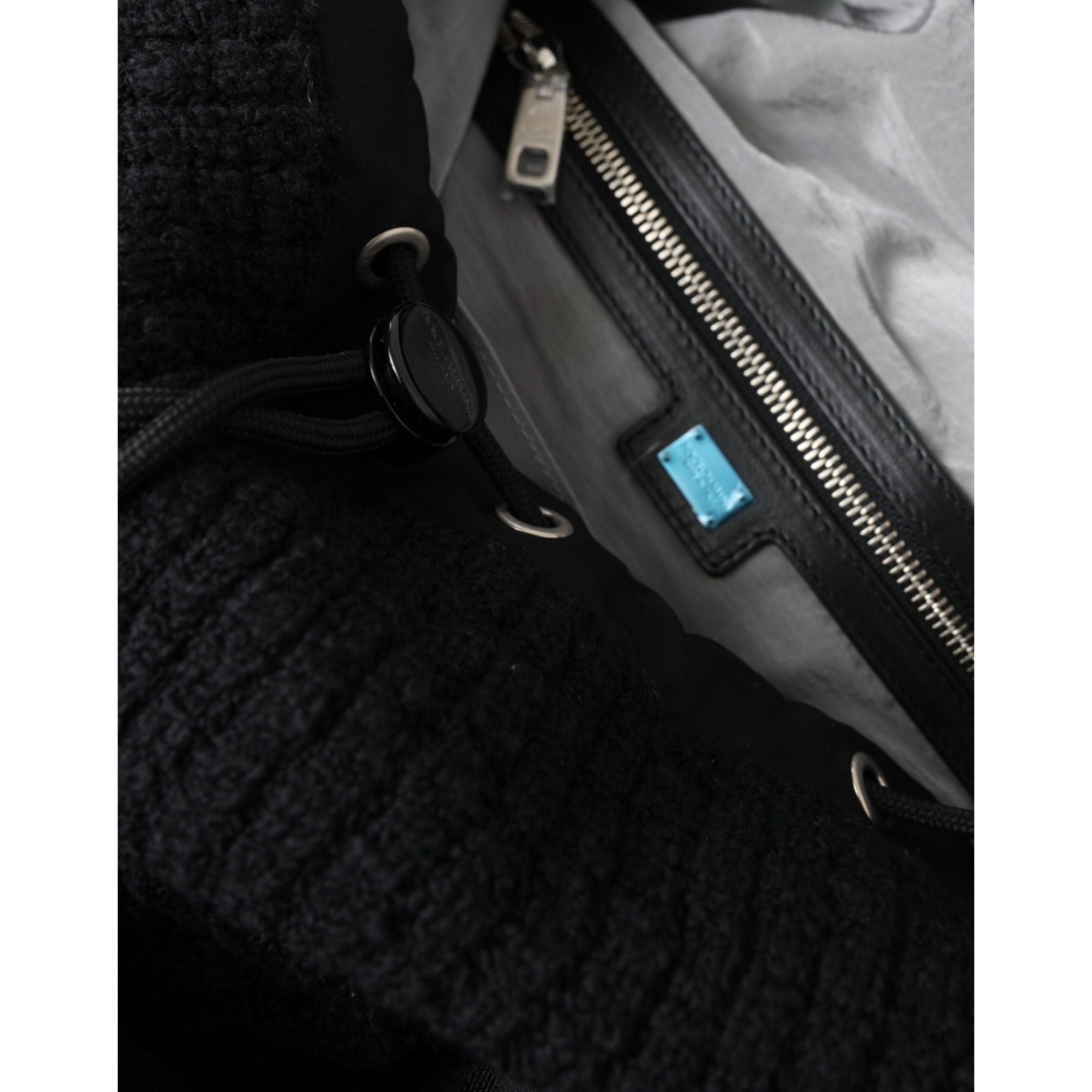Luxour, Dolce & Gabbana Elegant Tricot Wool-Blend Backpack in Black, 