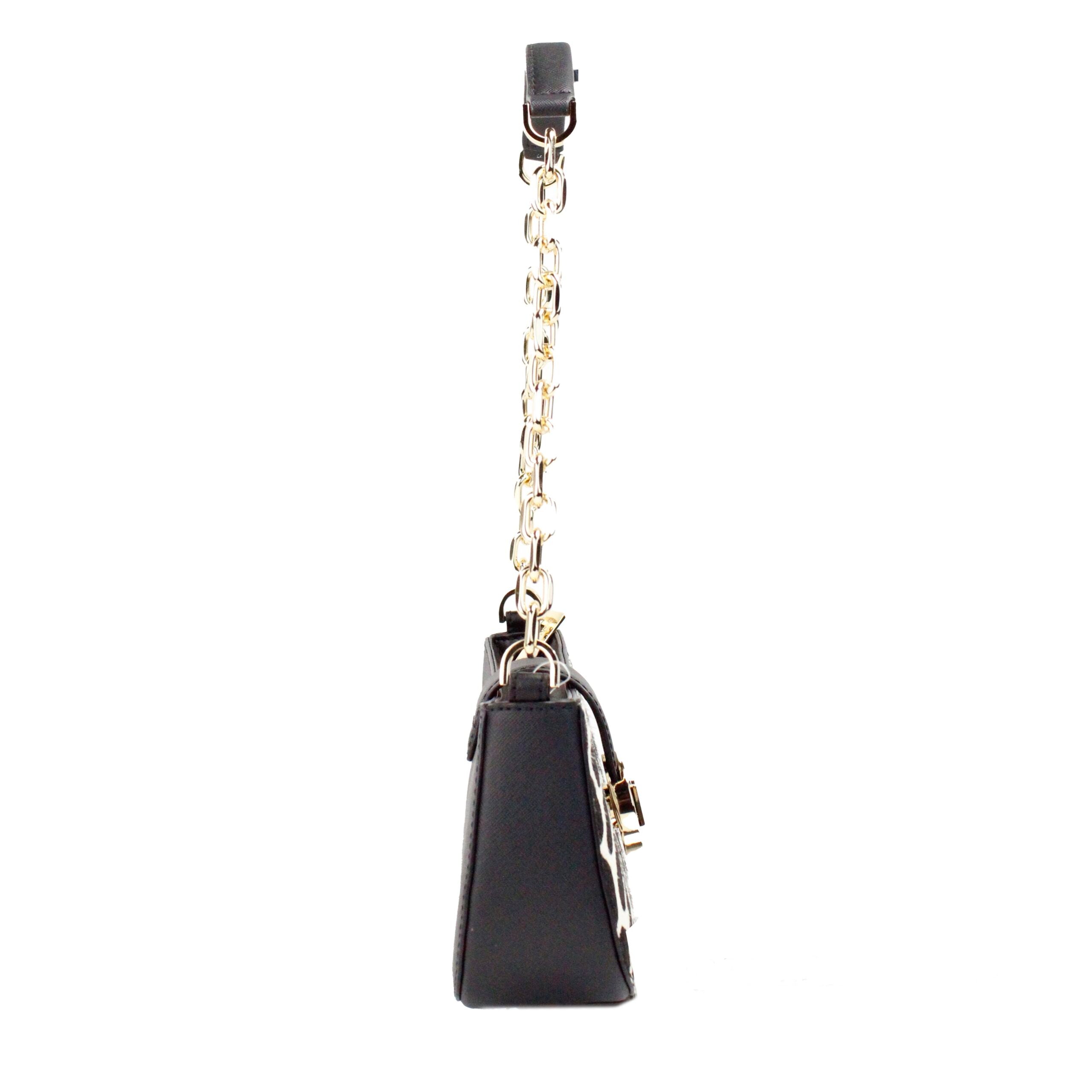 Luxour, Michael Kors Carmen Small Black Haircalf Pouchette Shoulder Crossbody Bag, 
