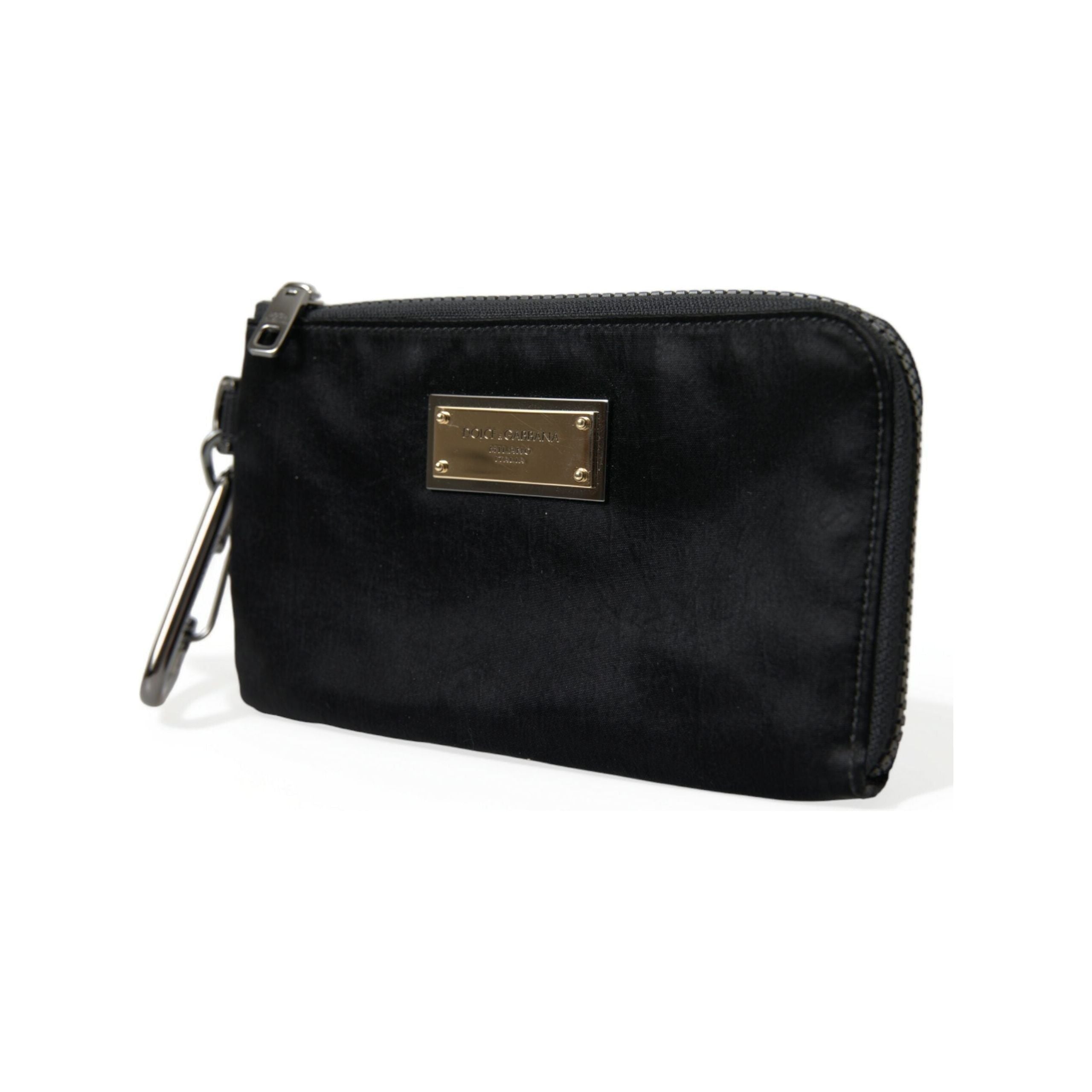 Luxour, Dolce & Gabbana Sleek Designer Nylon-Leather Pouch in Black, 