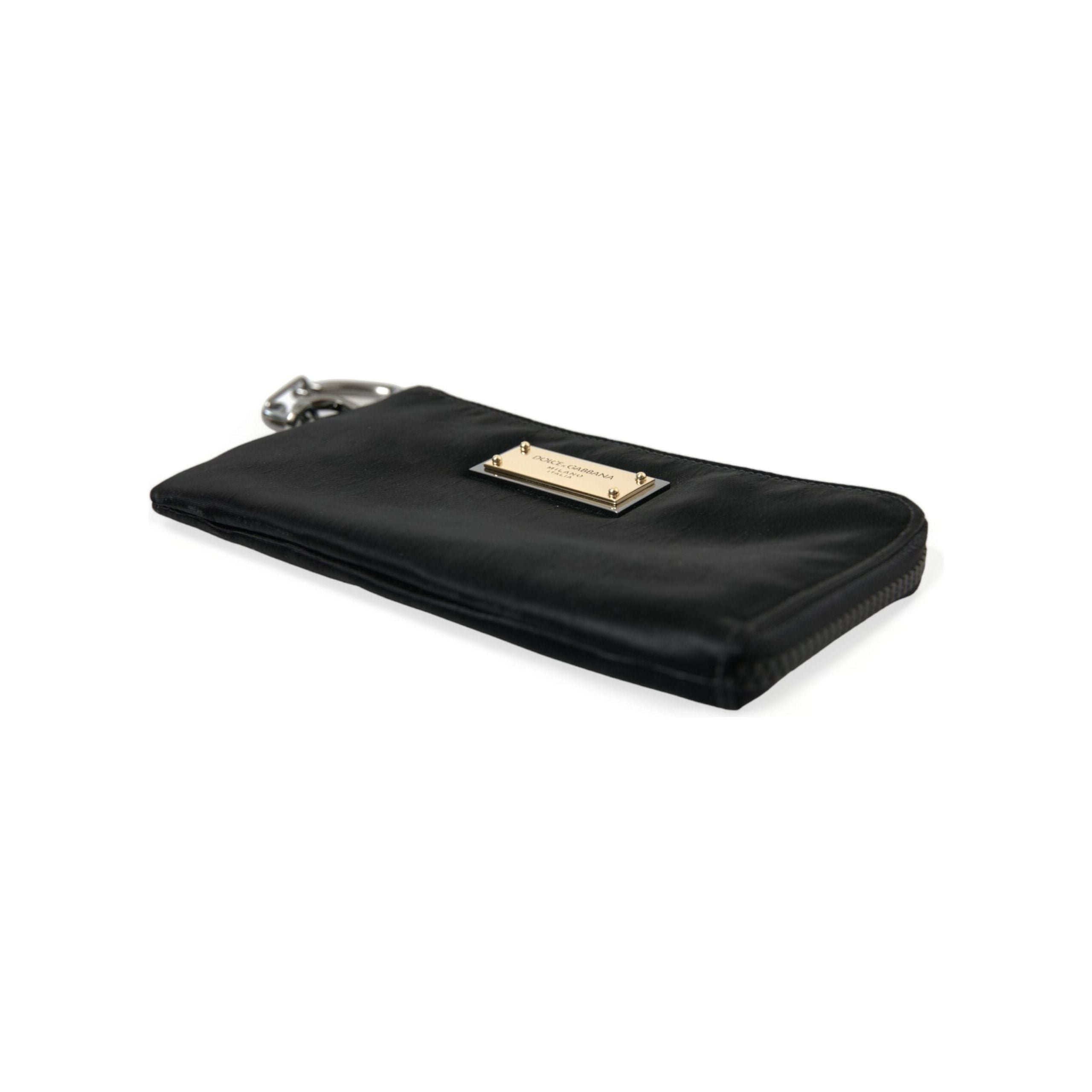 Luxour, Dolce & Gabbana Sleek Designer Nylon-Leather Pouch in Black, 