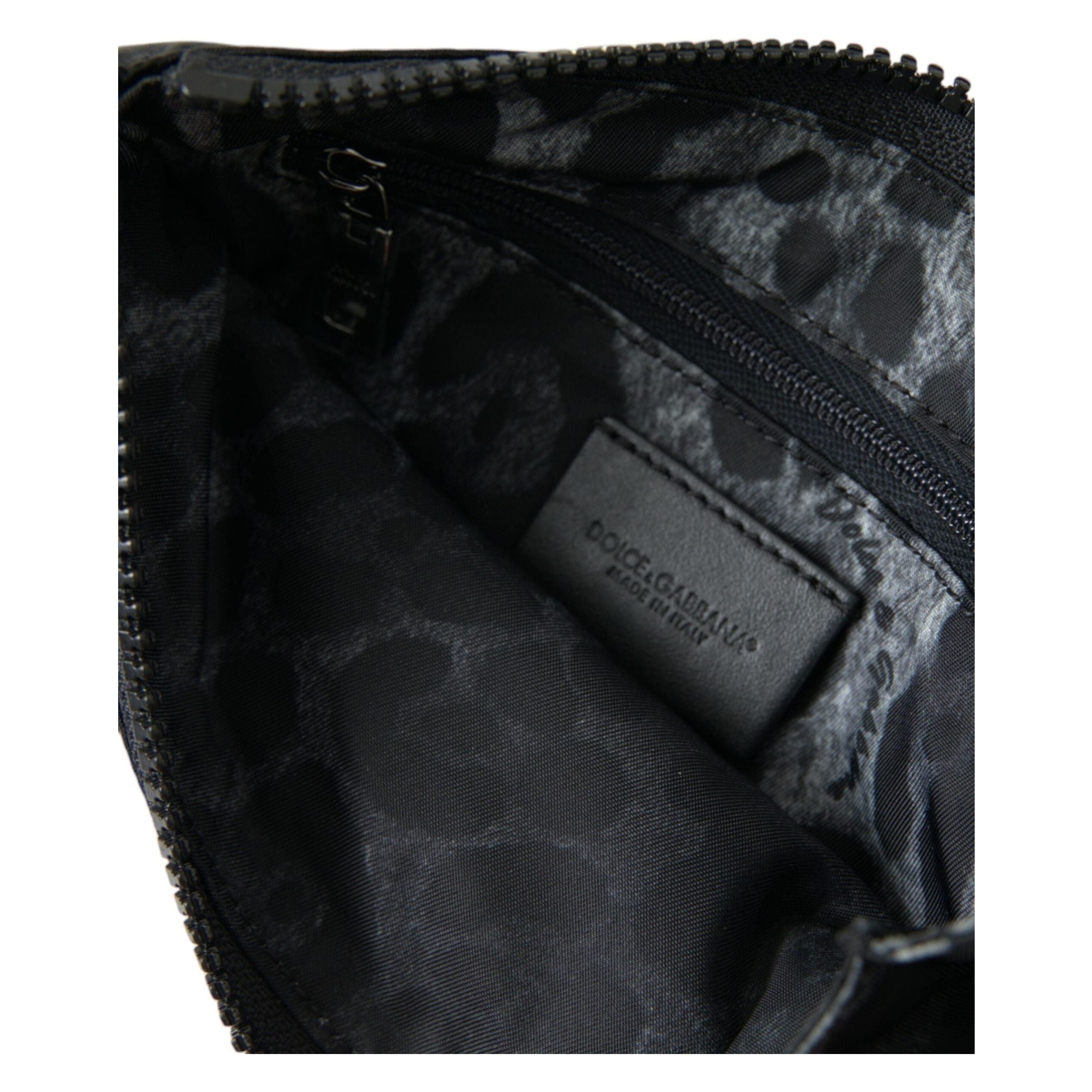 Luxour, Dolce & Gabbana Sleek Designer Nylon-Leather Pouch in Black, 