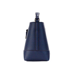 Luxour, Michael Kors Mercer Small Navy Pebbled Leather Bucket Crossbody Bag Purse, 