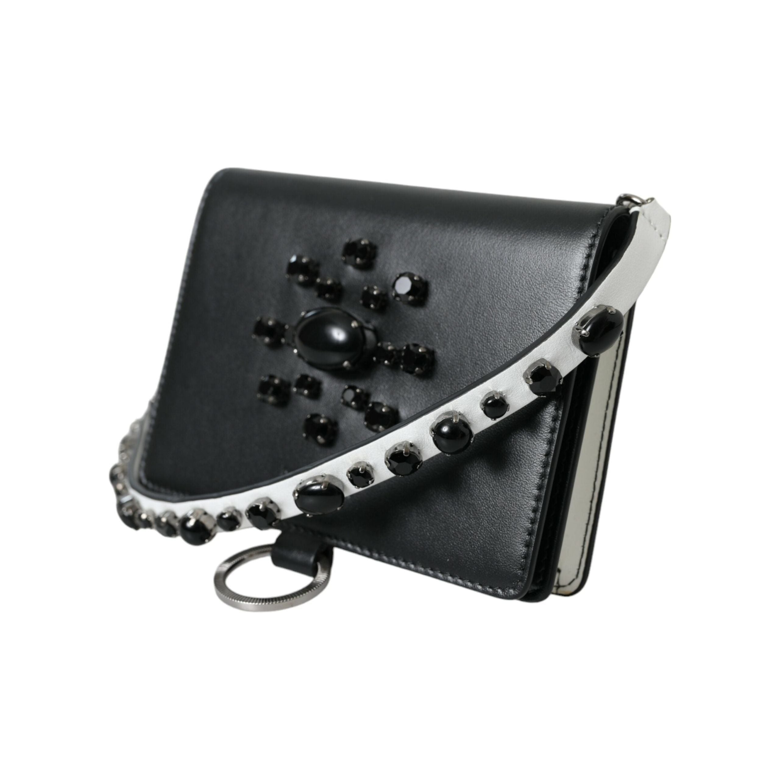 Luxour, Dolce & Gabbana Elegant Crystal-Embellished Leather Card Holder, 