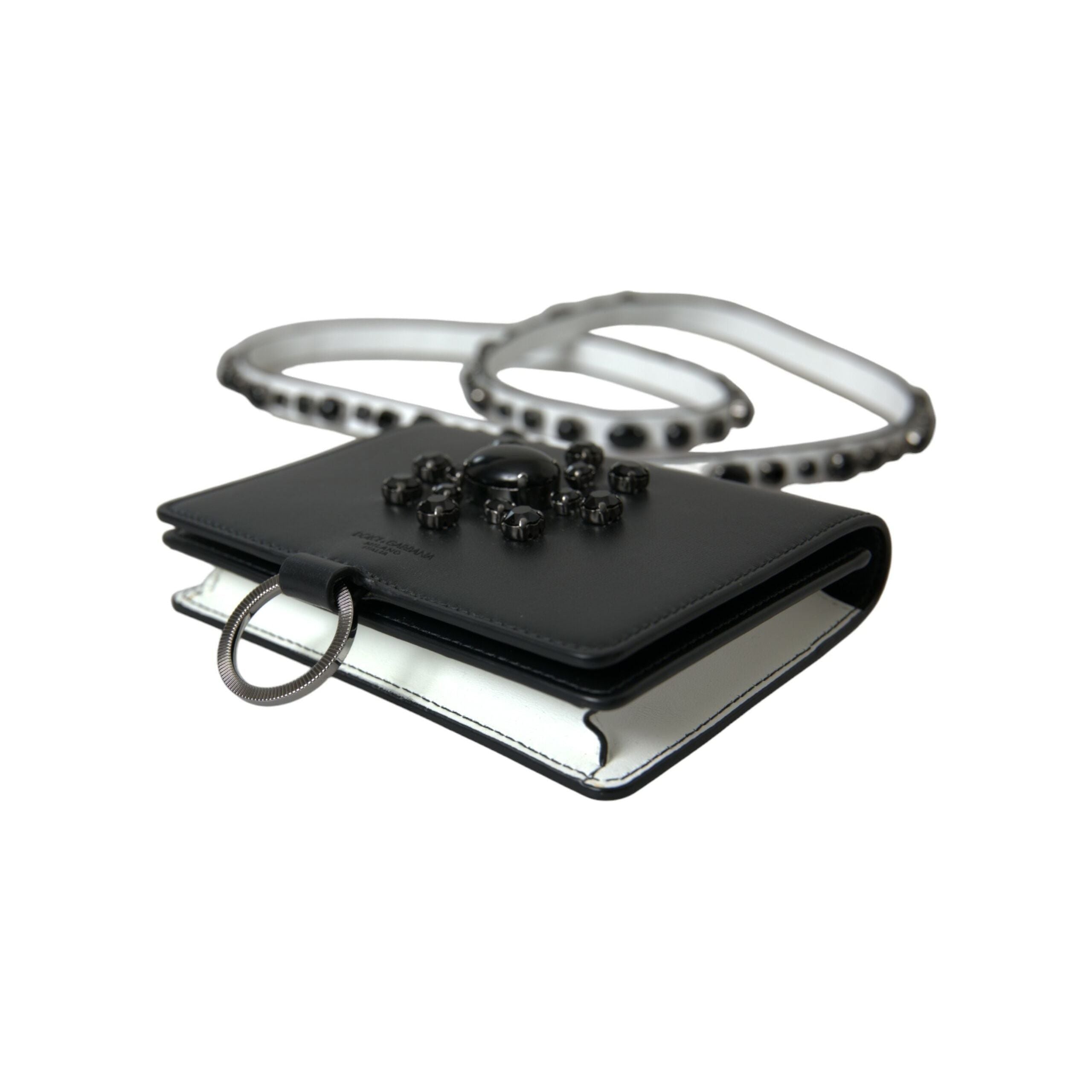 Luxour, Dolce & Gabbana Elegant Crystal-Embellished Leather Card Holder, 