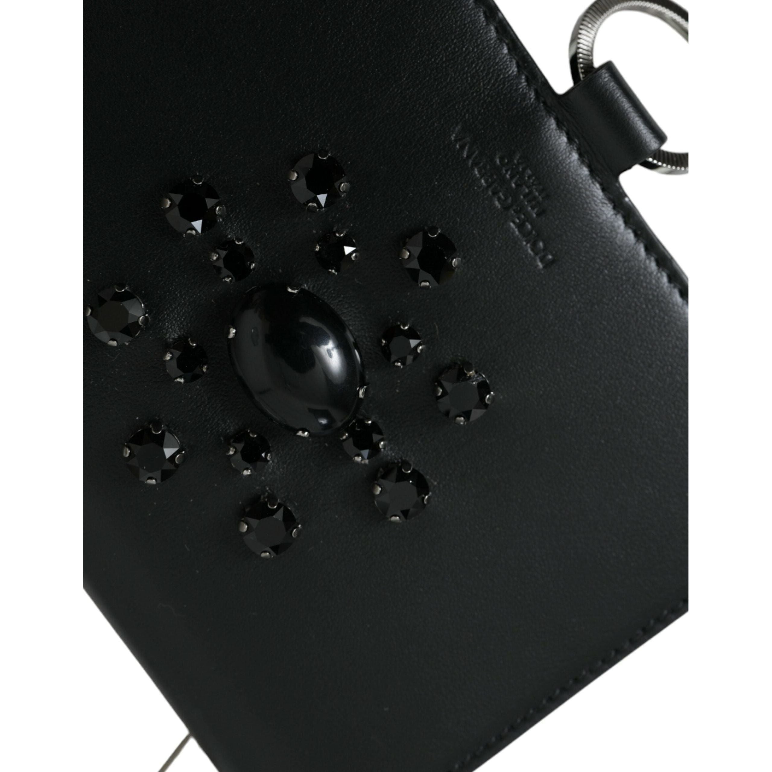 Luxour, Dolce & Gabbana Elegant Crystal-Embellished Leather Card Holder, 