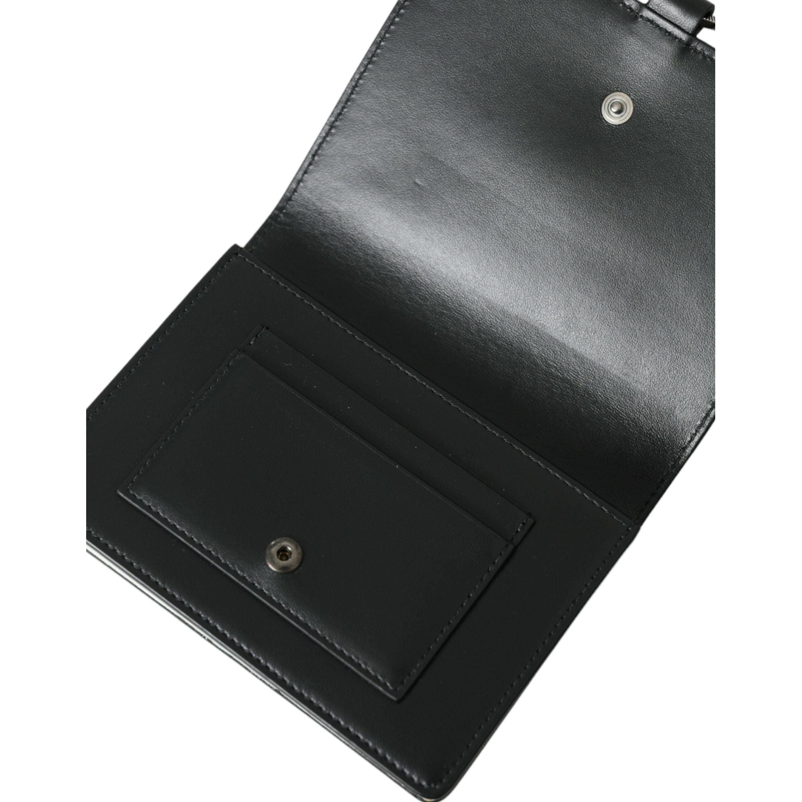 Luxour, Dolce & Gabbana Elegant Crystal-Embellished Leather Card Holder, 