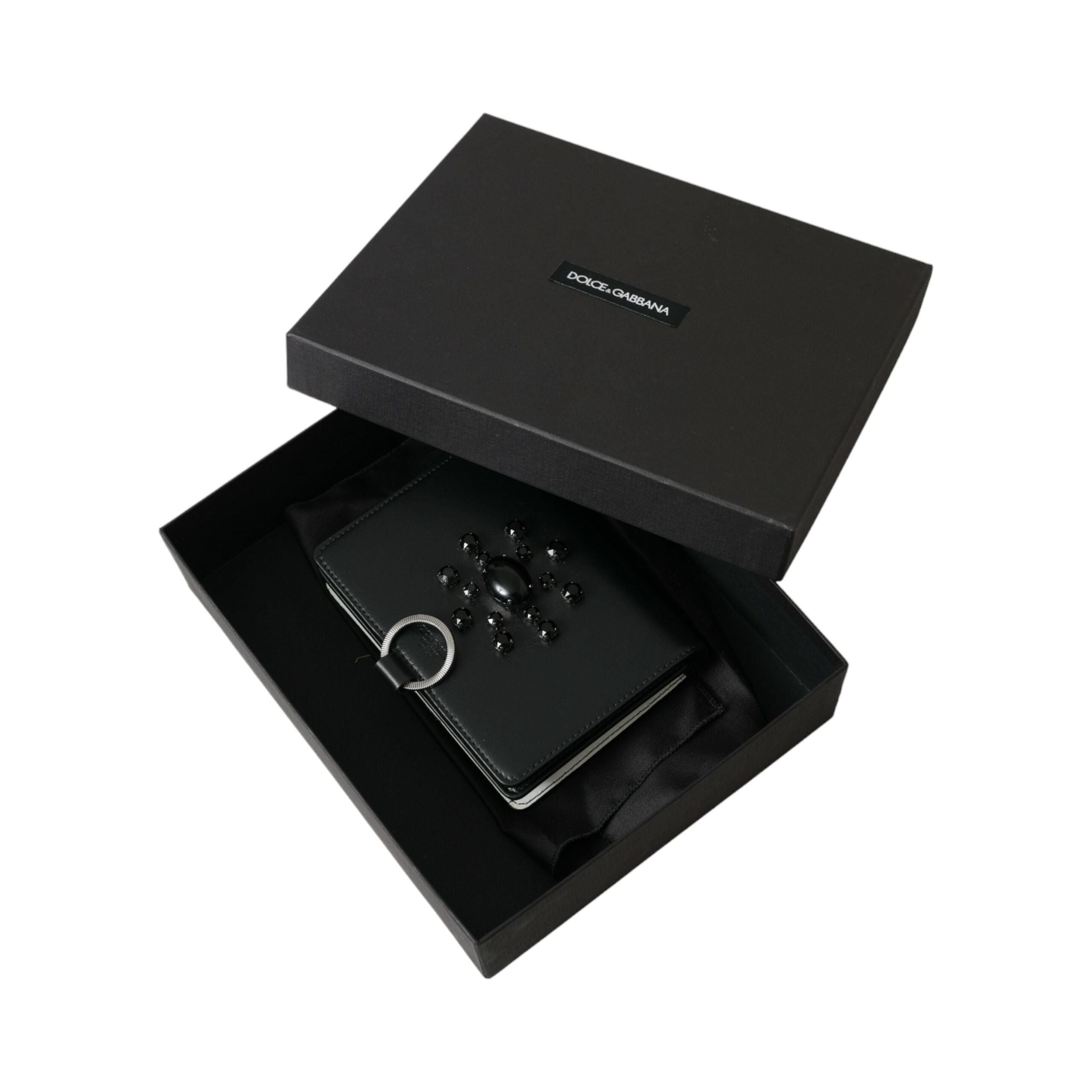 Luxour, Dolce & Gabbana Elegant Crystal-Embellished Leather Card Holder, 