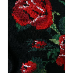 Luxour, Dolce & Gabbana Chic Embroidered Floral Black Tote, 