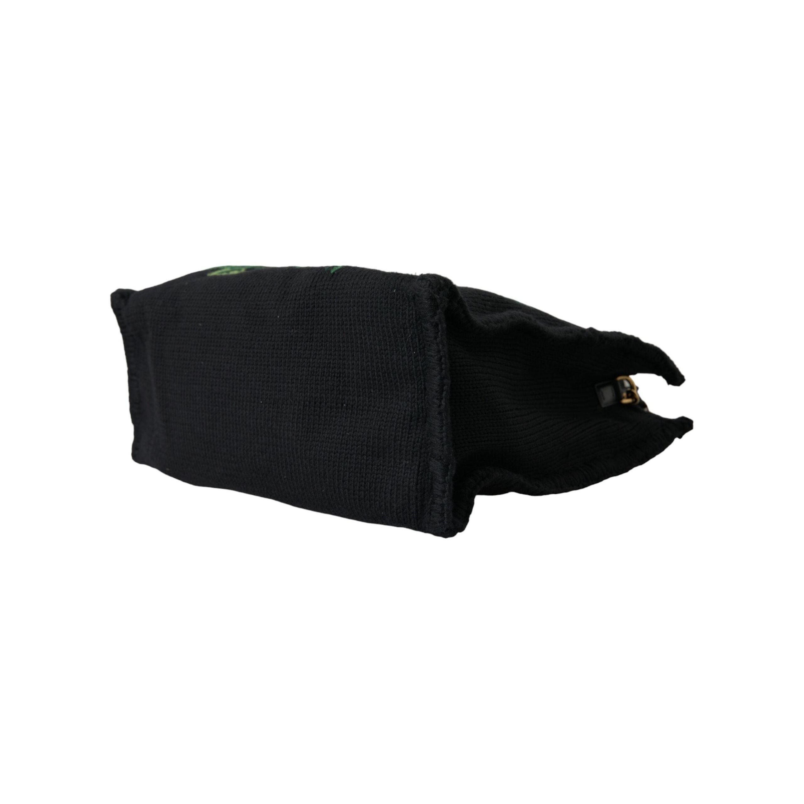 Luxour, Dolce & Gabbana Chic Embroidered Floral Black Tote, 