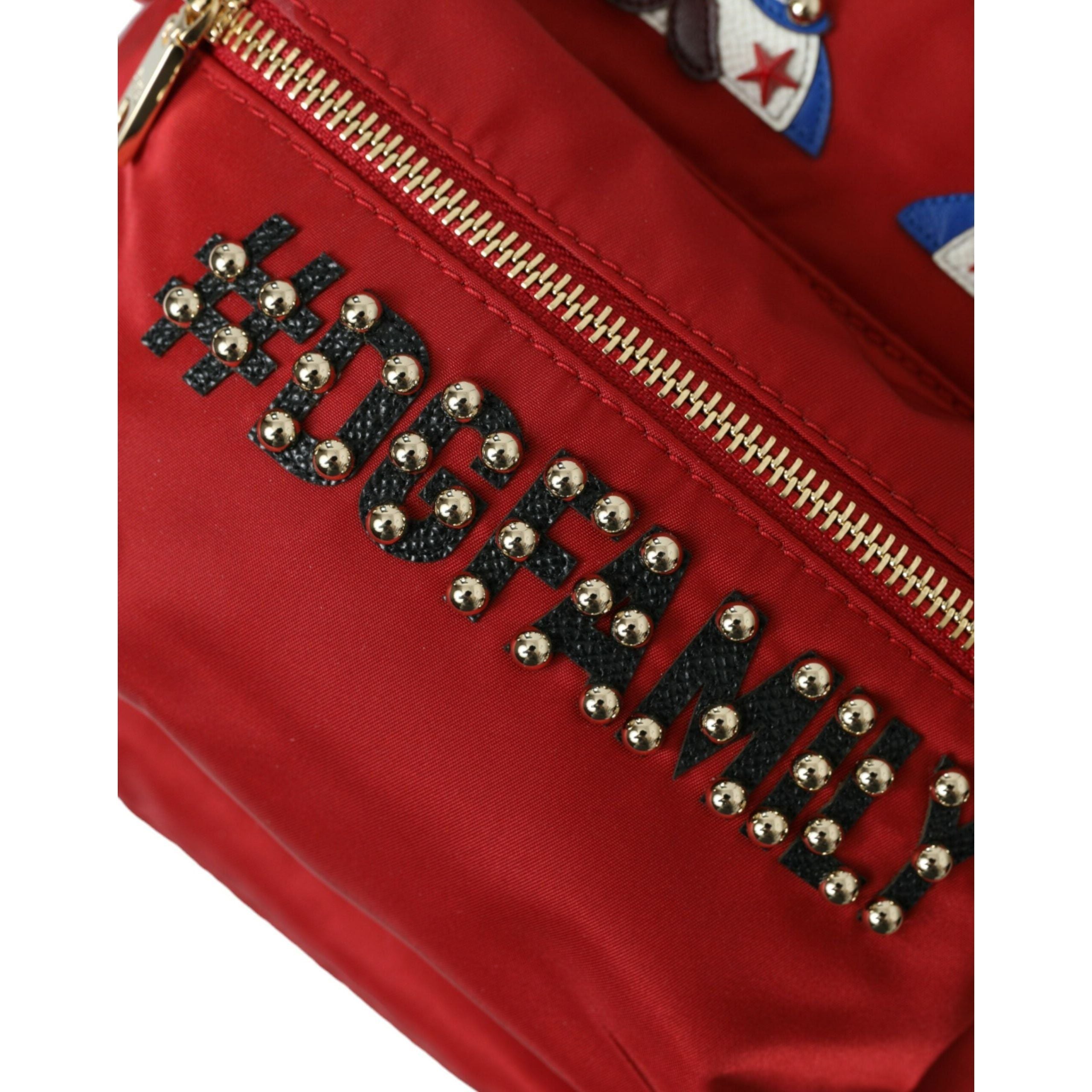 Luxour, Dolce & Gabbana Embellished Red Backpack with Gold Detailing, 