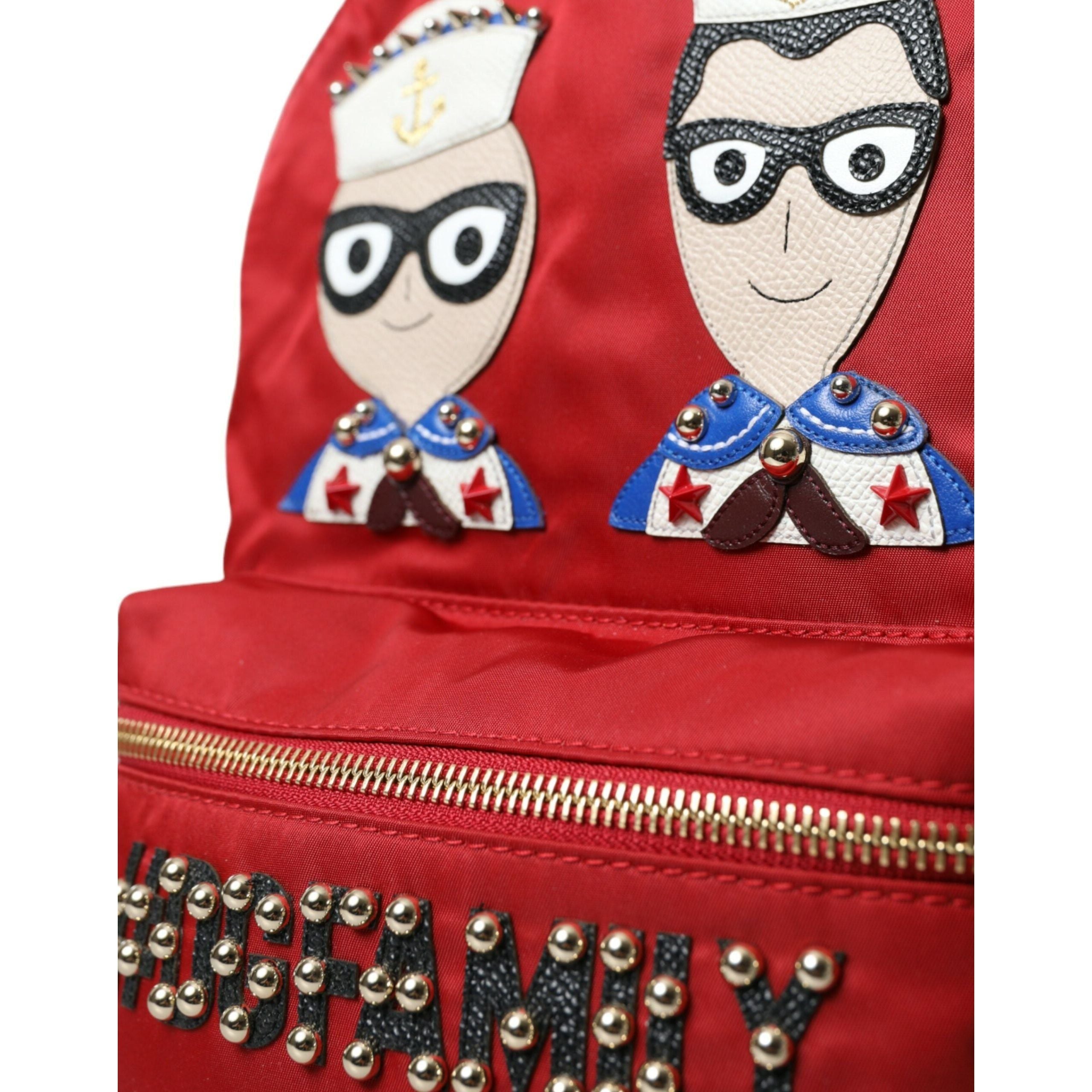 Luxour, Dolce & Gabbana Embellished Red Backpack with Gold Detailing, 