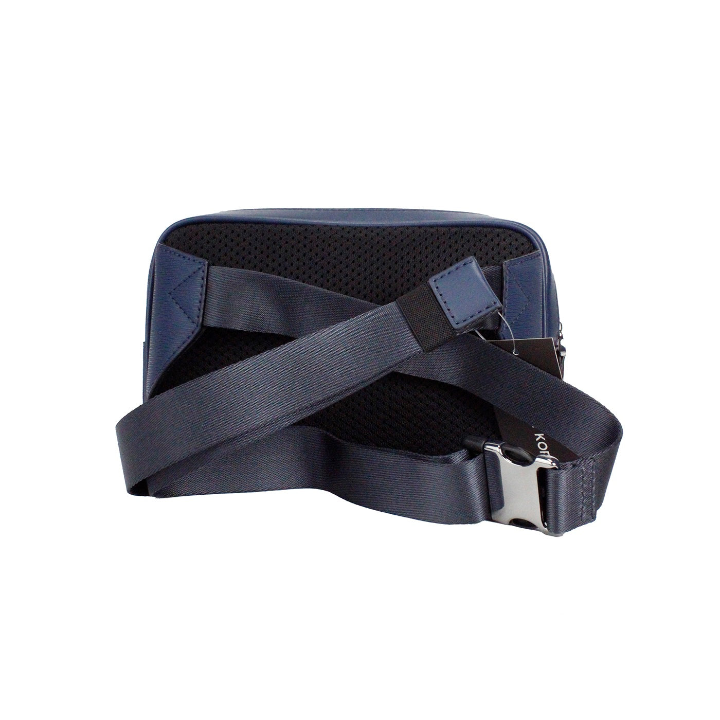 Luxour, Michael Kors Cooper Small Navy Blue Smooth Leather Double Zip Belt Bag, 