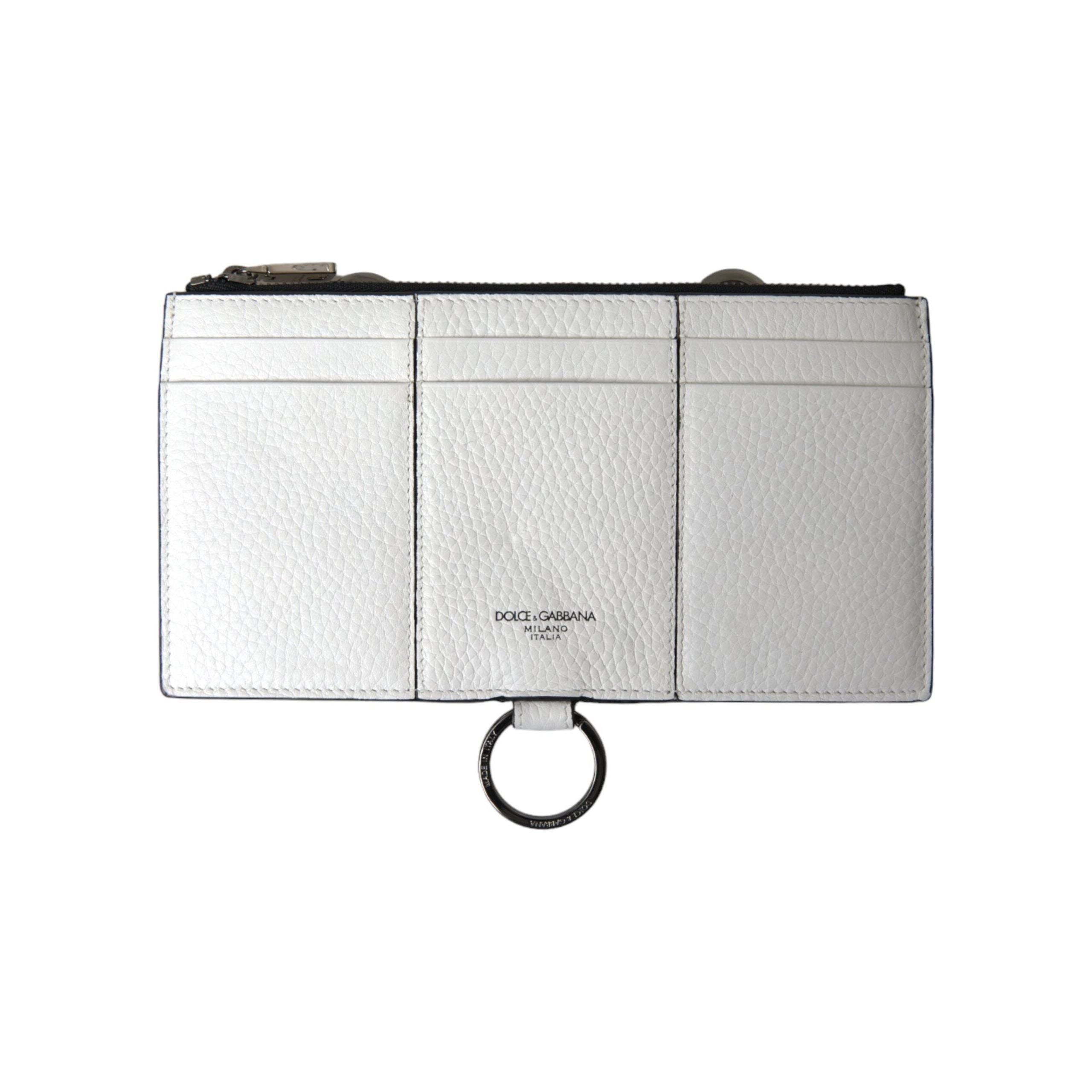 Luxour, Dolce & Gabbana Elegant White Leather Crossbody Cardholder, 