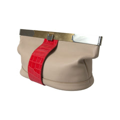 Luxour, Balenciaga Two Tone Exotic Leather Clutch, 