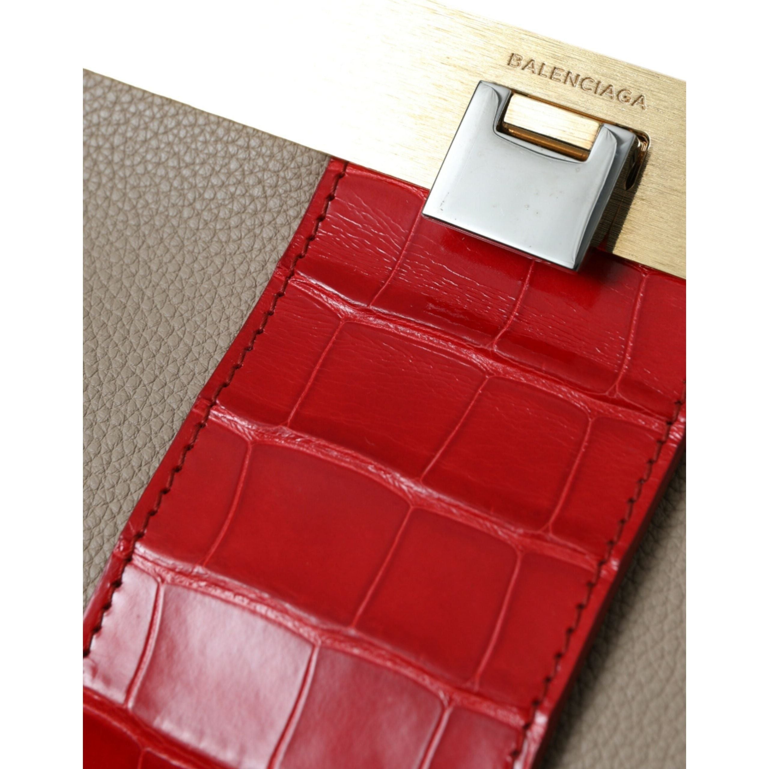 Luxour, Balenciaga Two Tone Exotic Leather Clutch, 