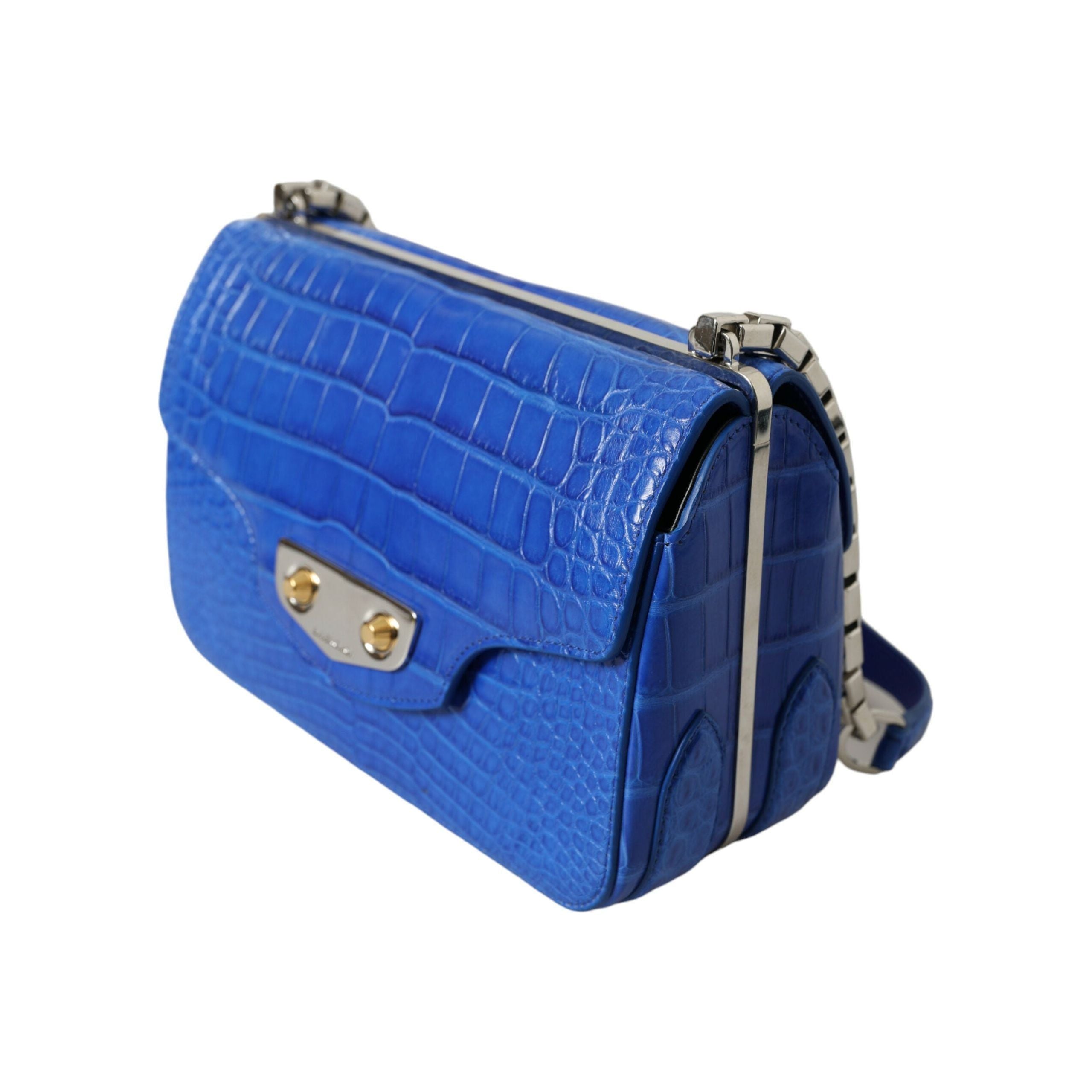 Luxour, Balenciaga Alligator Skin Mini Shoulder Bag - Elegant Blue, 