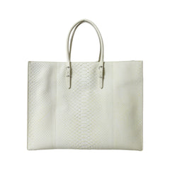 Luxour, Balenciaga Chic Python Leather Tote in White & Yellow, 