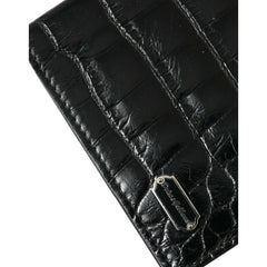 Luxour, Dolce & Gabbana Black Exotic Skin Leather Long Bifold Passport Holder, 