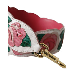 Luxour, Dolce & Gabbana White Floral Leather Accessory Shoulder Strap, 