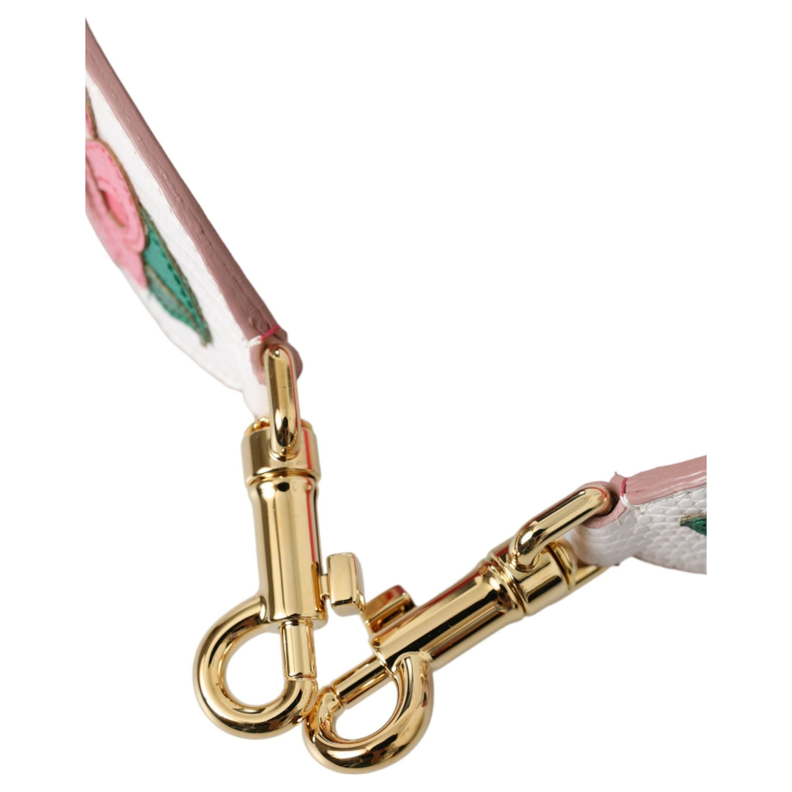 Luxour, Dolce & Gabbana White Floral Leather Accessory Shoulder Strap, 
