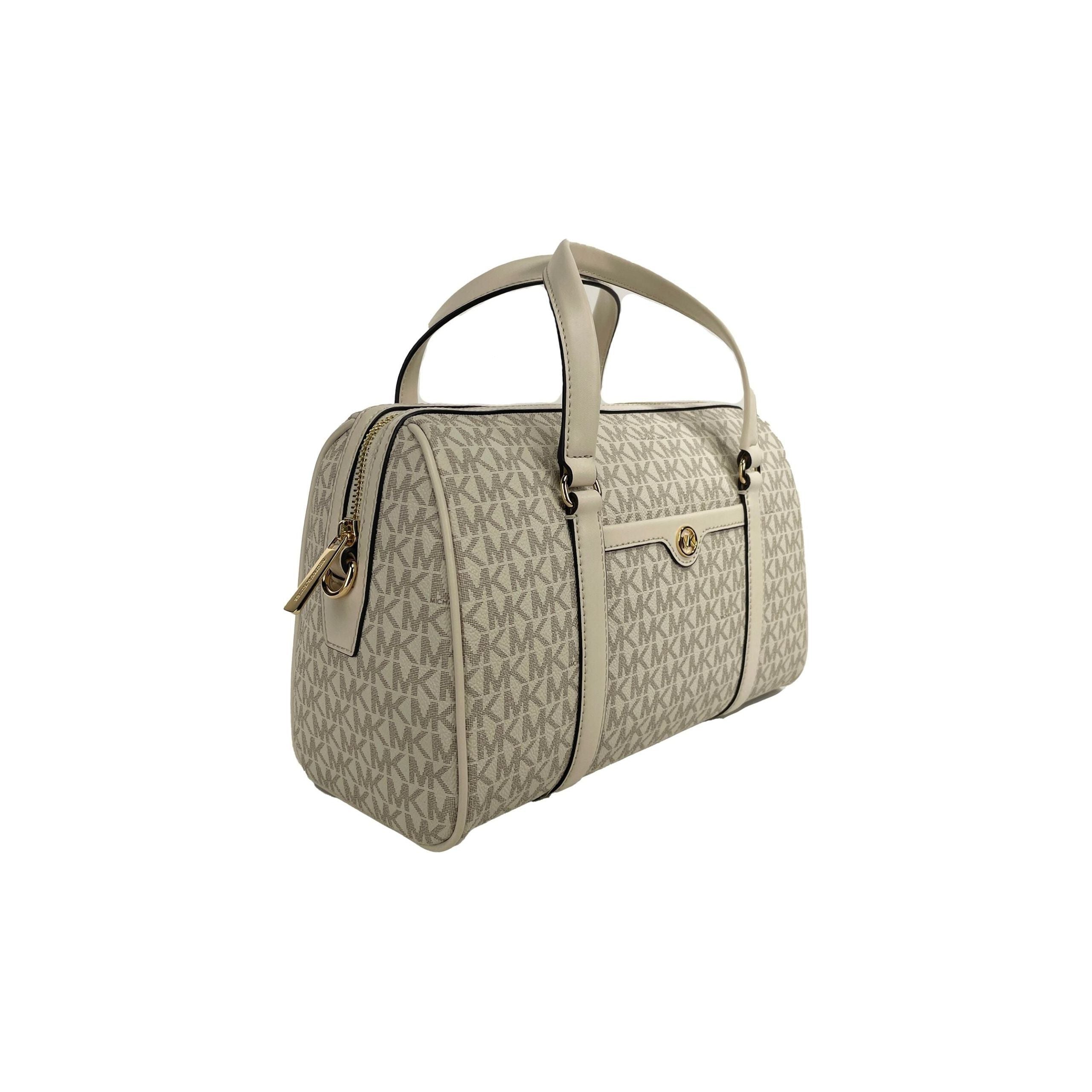 Luxour, Michael Kors Travel Medium Duffle Satchel Crossbody Bag Purse Cream, 