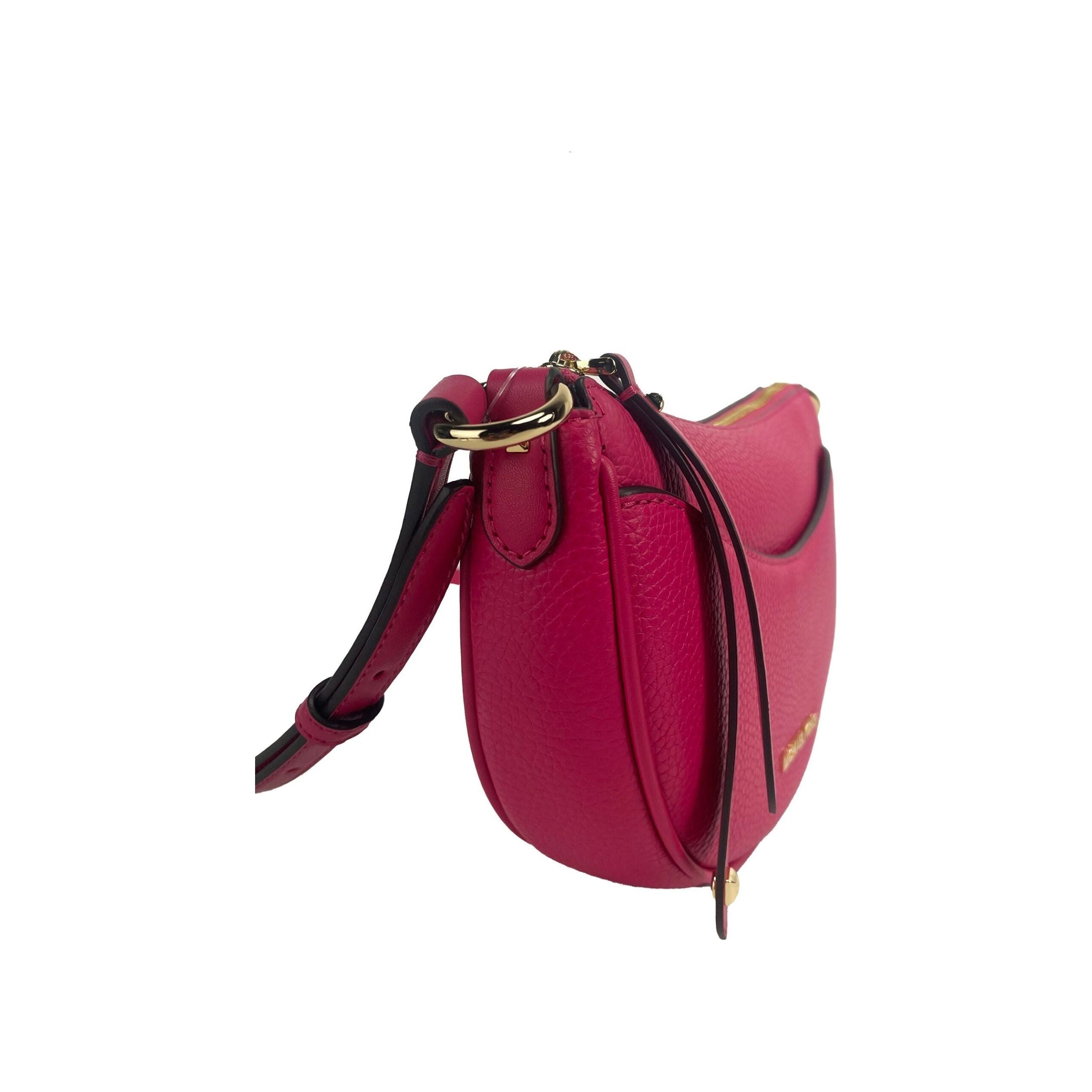 Luxour, Michael Kors Dover Small Pink Half Moon Crossbody Bag Purse, 