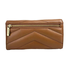 Luxour, Michael Kors Jet Set Travel Large Quilted Leather Trifold Wallet Brown, 