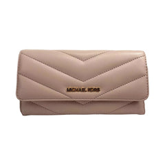 Luxour, Michael Kors Jet Set Travel Large Quilted Leather Trifold Wallet Powder Blush, 