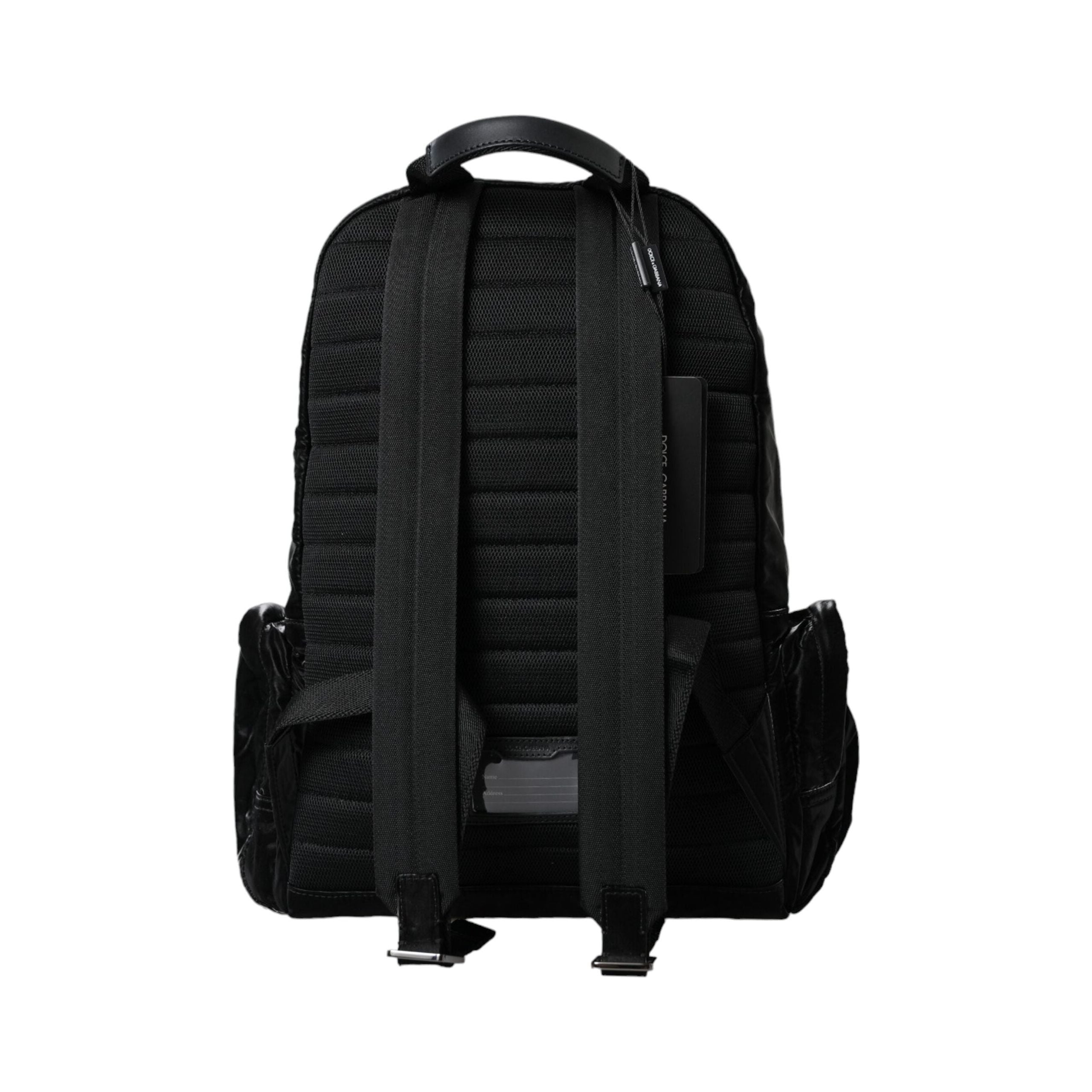 Luxour, Dolce & Gabbana Black Patent Leather Logo Plaque Backpack Bag, 