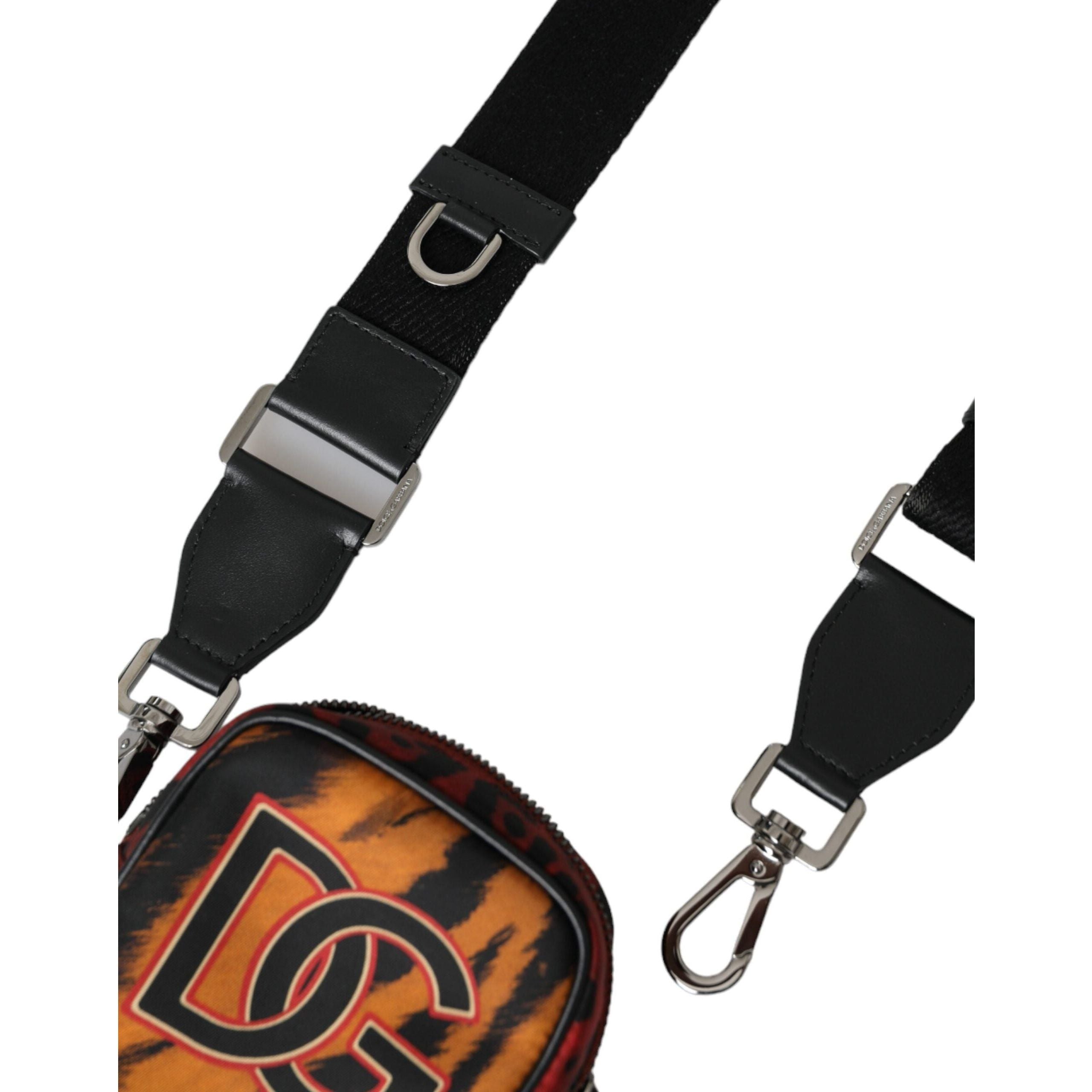 Luxour, Dolce & Gabbana Multicolor Tiger Print Nylon Logo Cross Body Bag, 