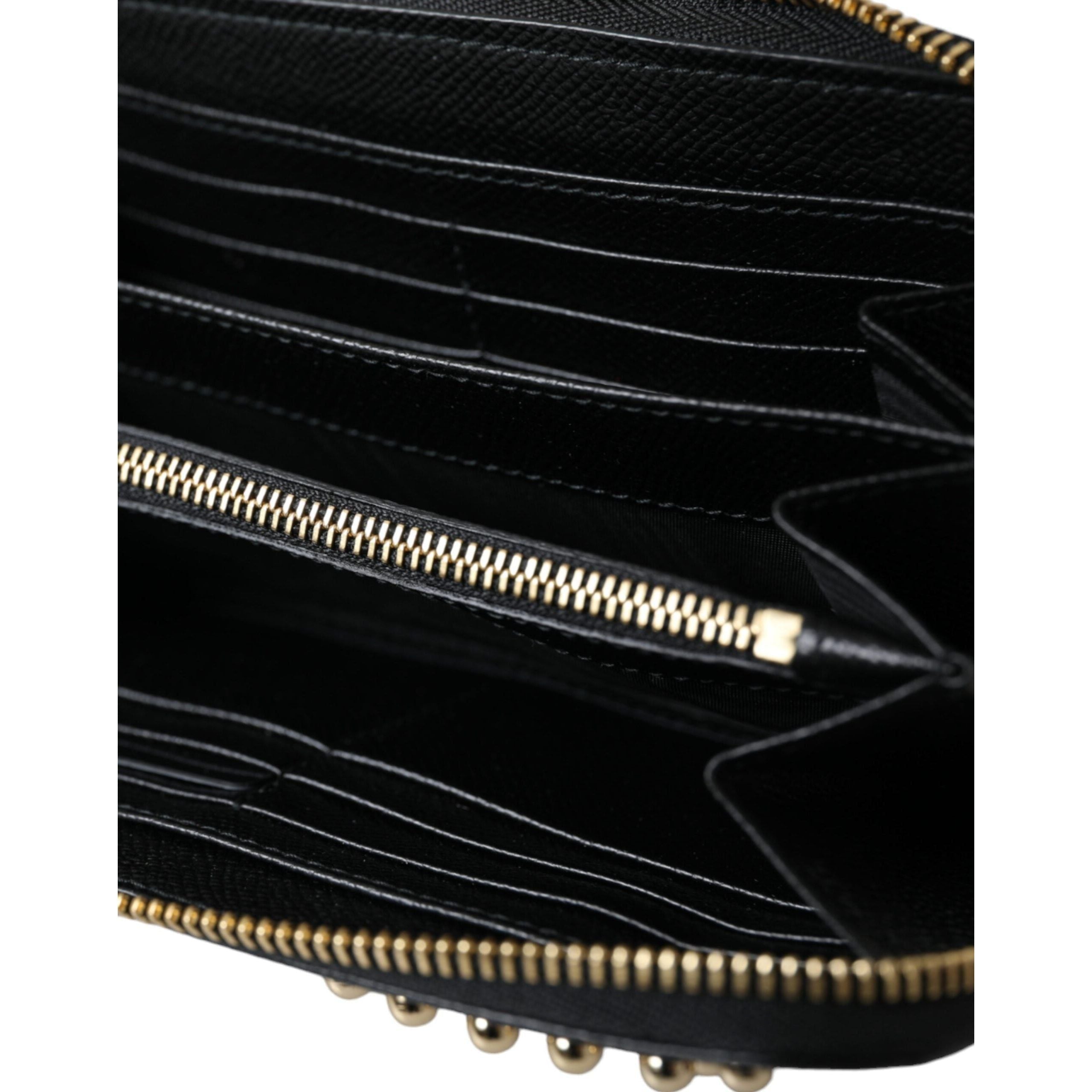 Luxour, Dolce & Gabbana Black Blue Leather #DGFAMILY Zipper Continental Men Wallet, 
