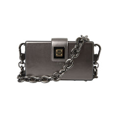 Luxour, Dolce & Gabbana Metallic Gray Calfskin Leather DG BOX Shoulder Bag, 