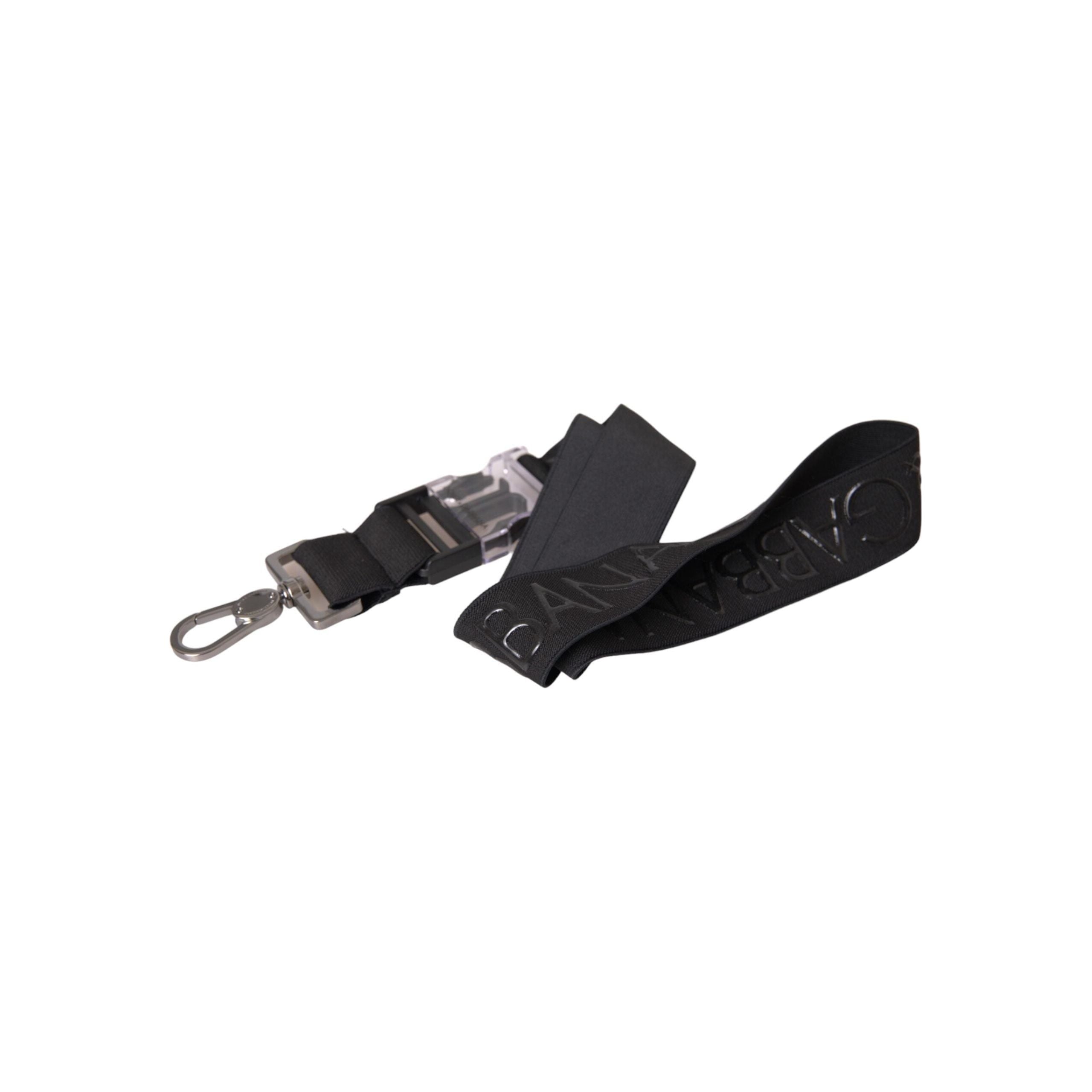 Luxour, Dolce & Gabbana Black Polyester Stretch Logo Print Bag Shoulder Strap, 