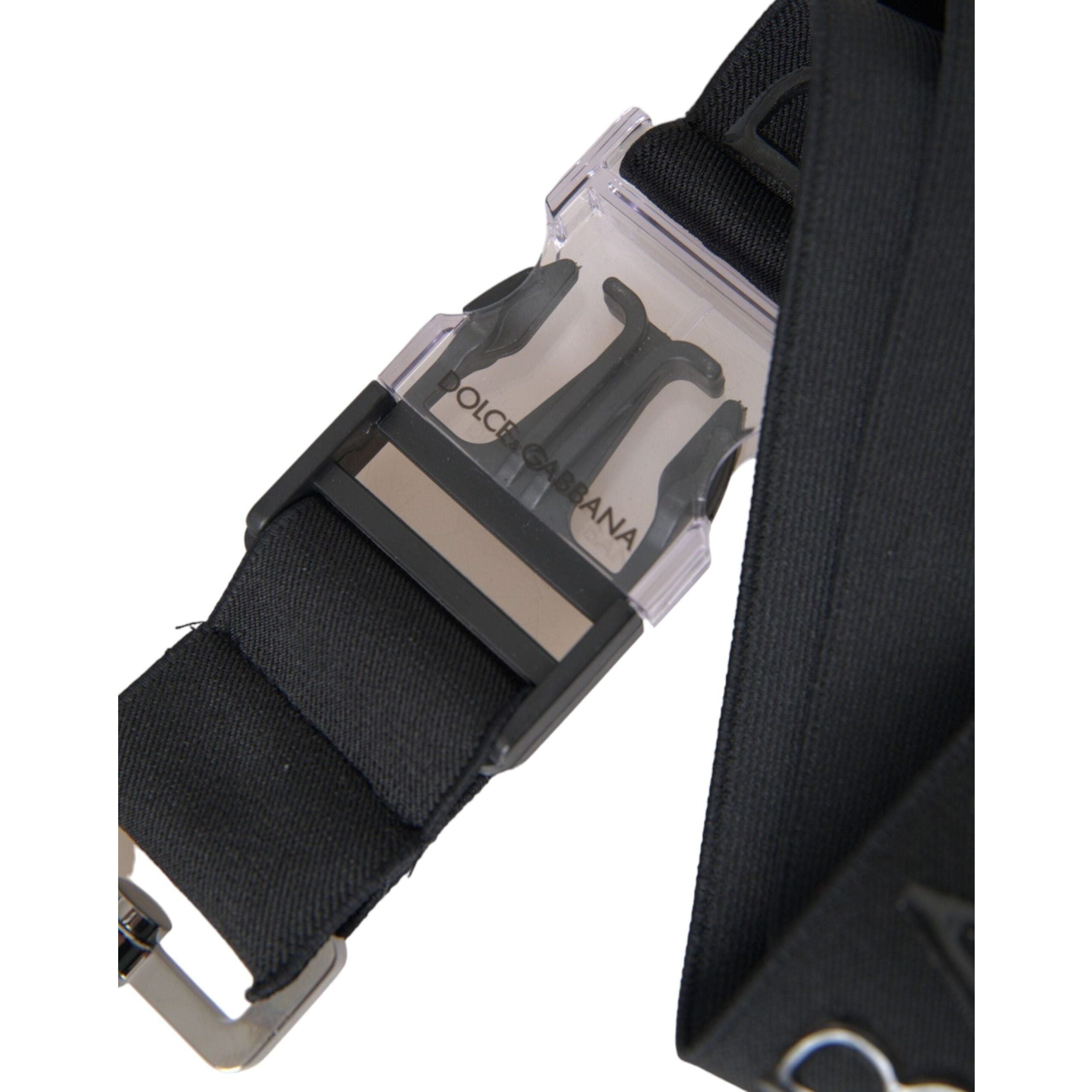 Luxour, Dolce & Gabbana Black Polyester Stretch Logo Print Bag Shoulder Strap, 