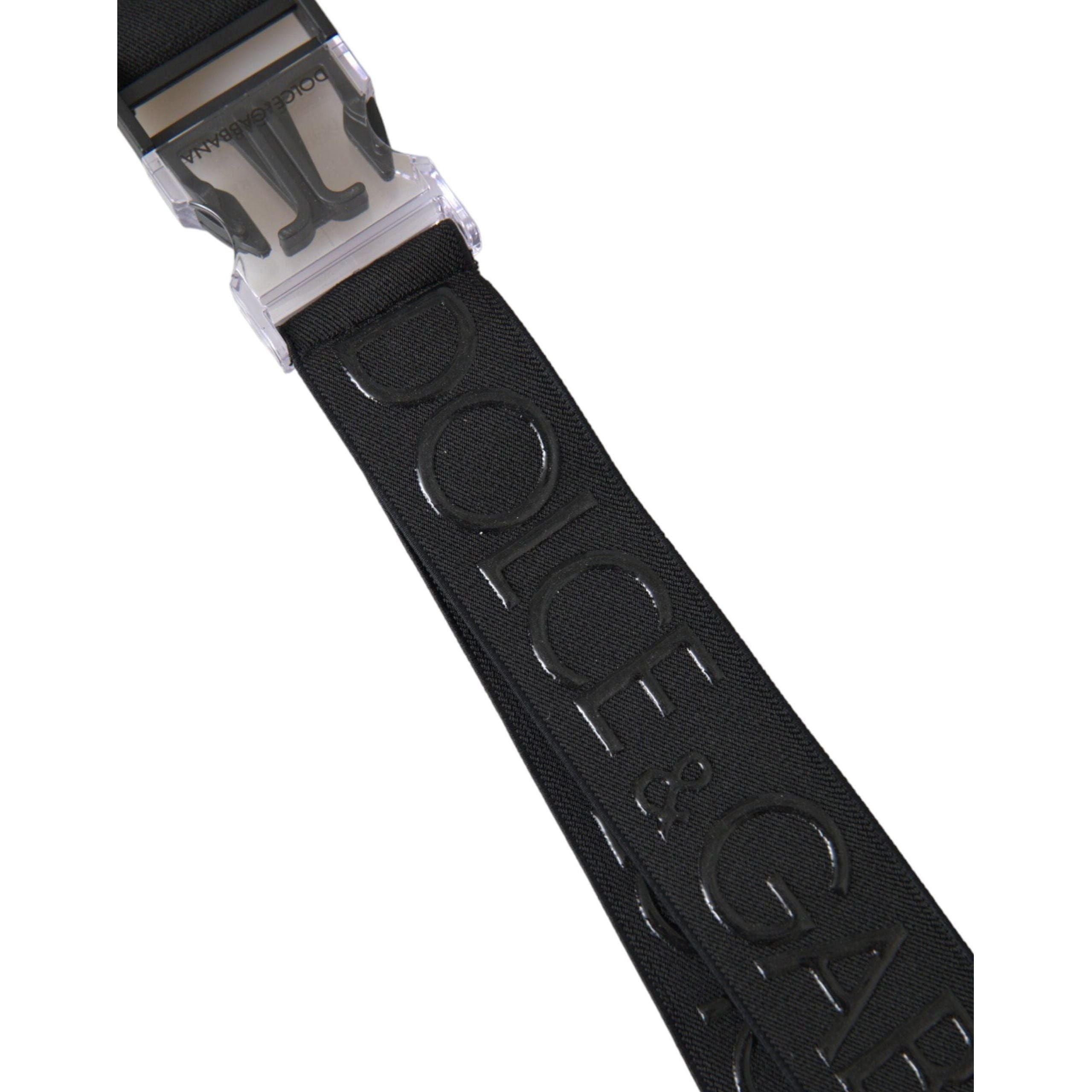 Luxour, Dolce & Gabbana Black Polyester Stretch Logo Print Bag Shoulder Strap, 