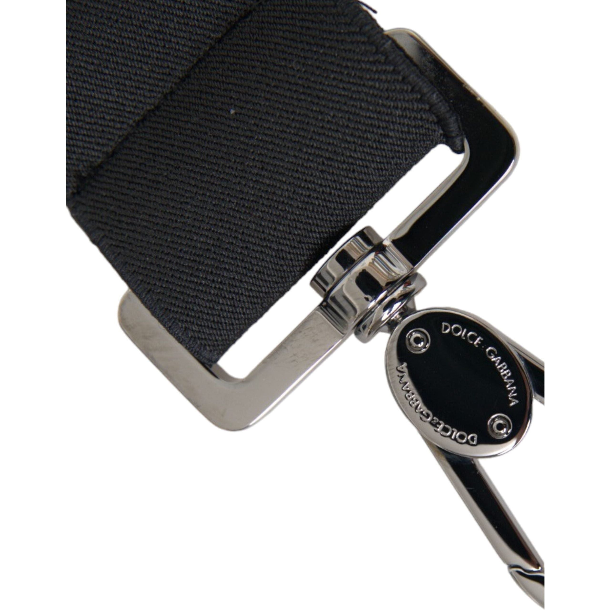 Luxour, Dolce & Gabbana Black Polyester Stretch Logo Print Bag Shoulder Strap, 