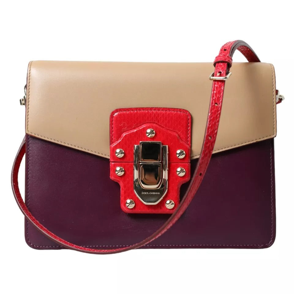 Luxour, Dolce & Gabbana Multicolor Lucia Brushed Leather Crossbody Shoulder Bag, 