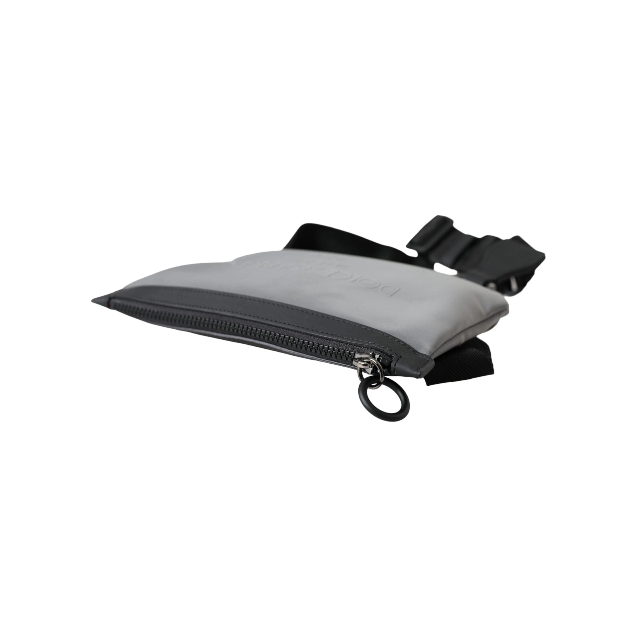 Luxour, Dolce & Gabbana Gray Neoprene Logo Zip Waist Fanny Pack Belt Pouch Bag, 