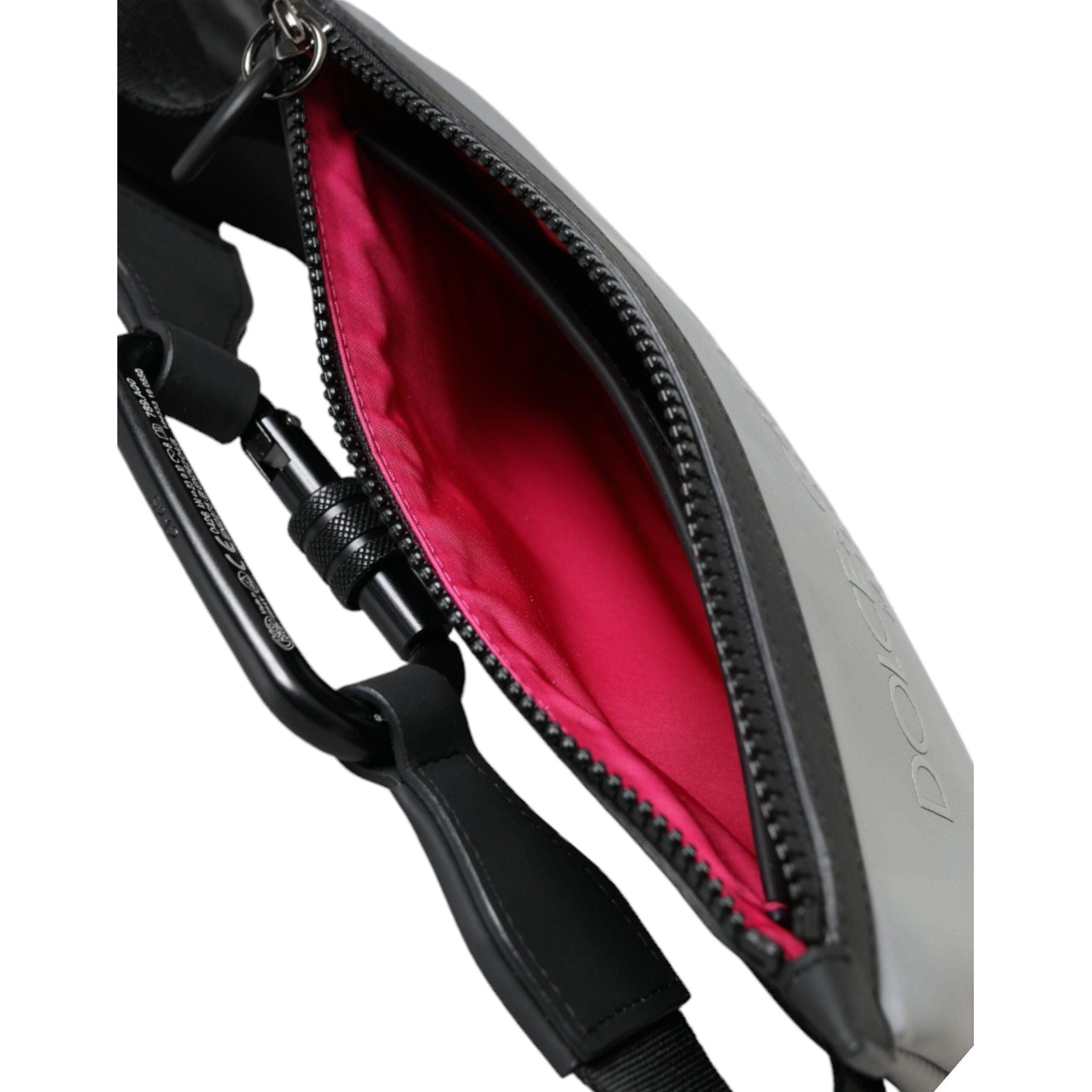 Luxour, Dolce & Gabbana Gray Neoprene Logo Zip Waist Fanny Pack Belt Pouch Bag, 