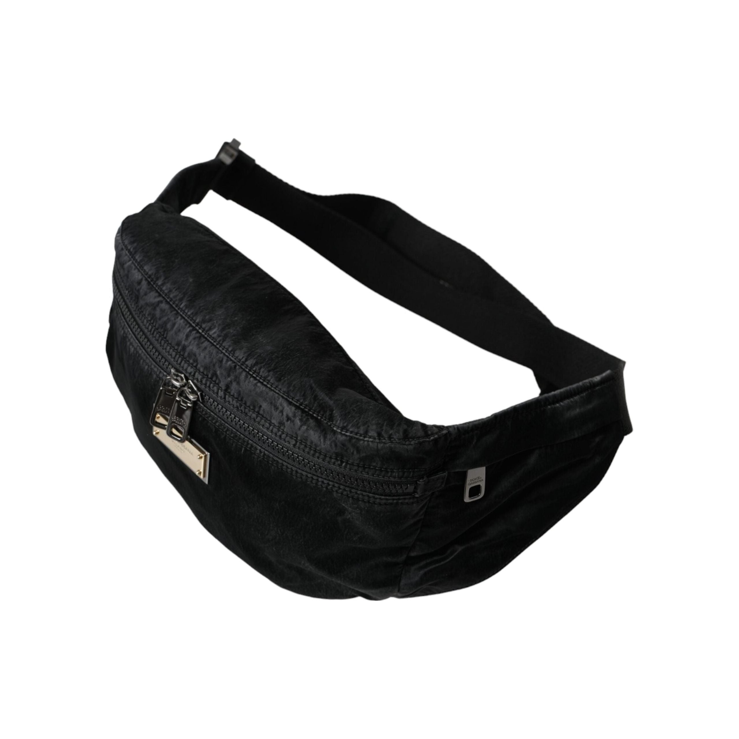 Luxour, Dolce & Gabbana Black Nylon Logo Plaque Belt Waist Fanny Pack Bag, 