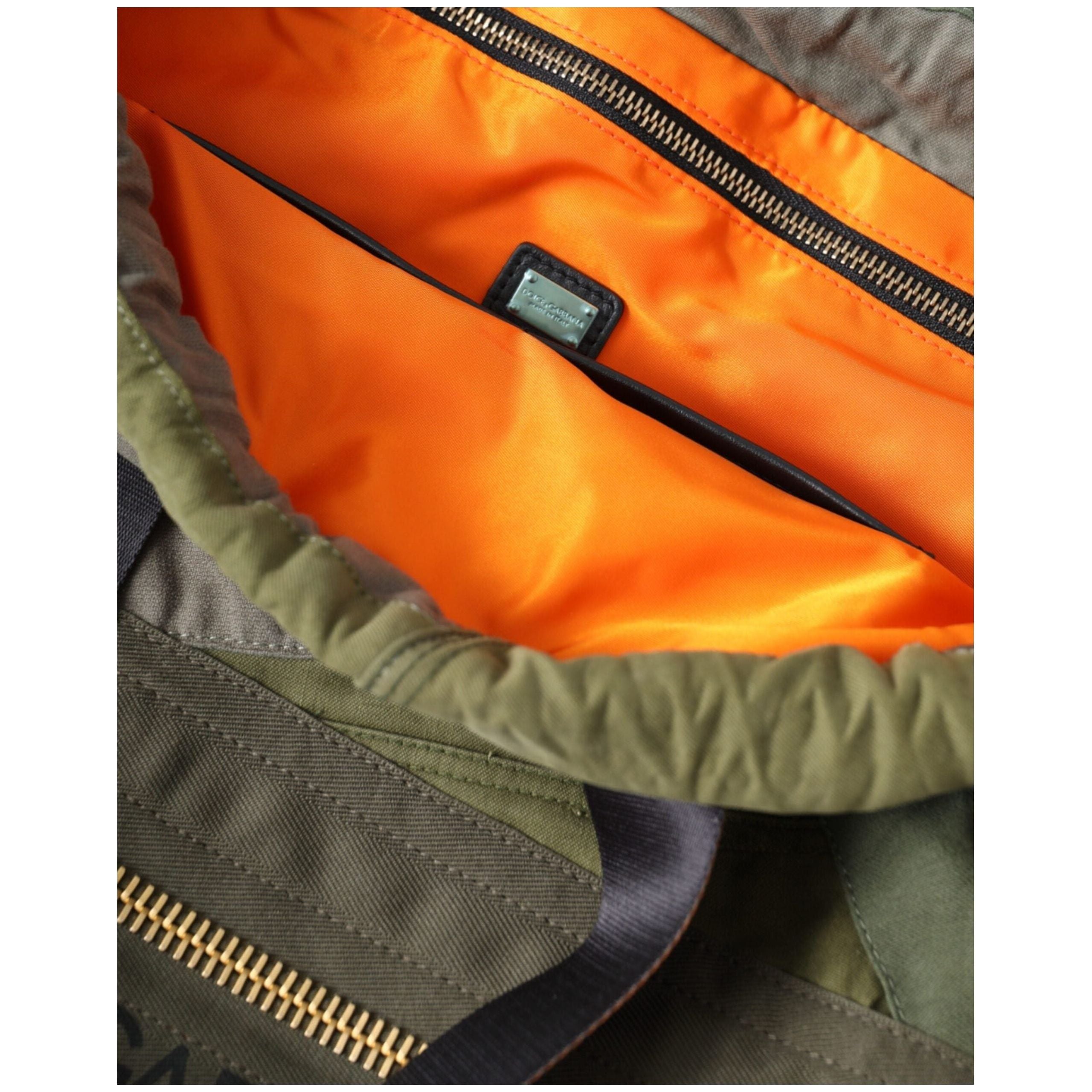 Luxour, Dolce & Gabbana Military Green Patchwork Rucksack Backpack Bag, 