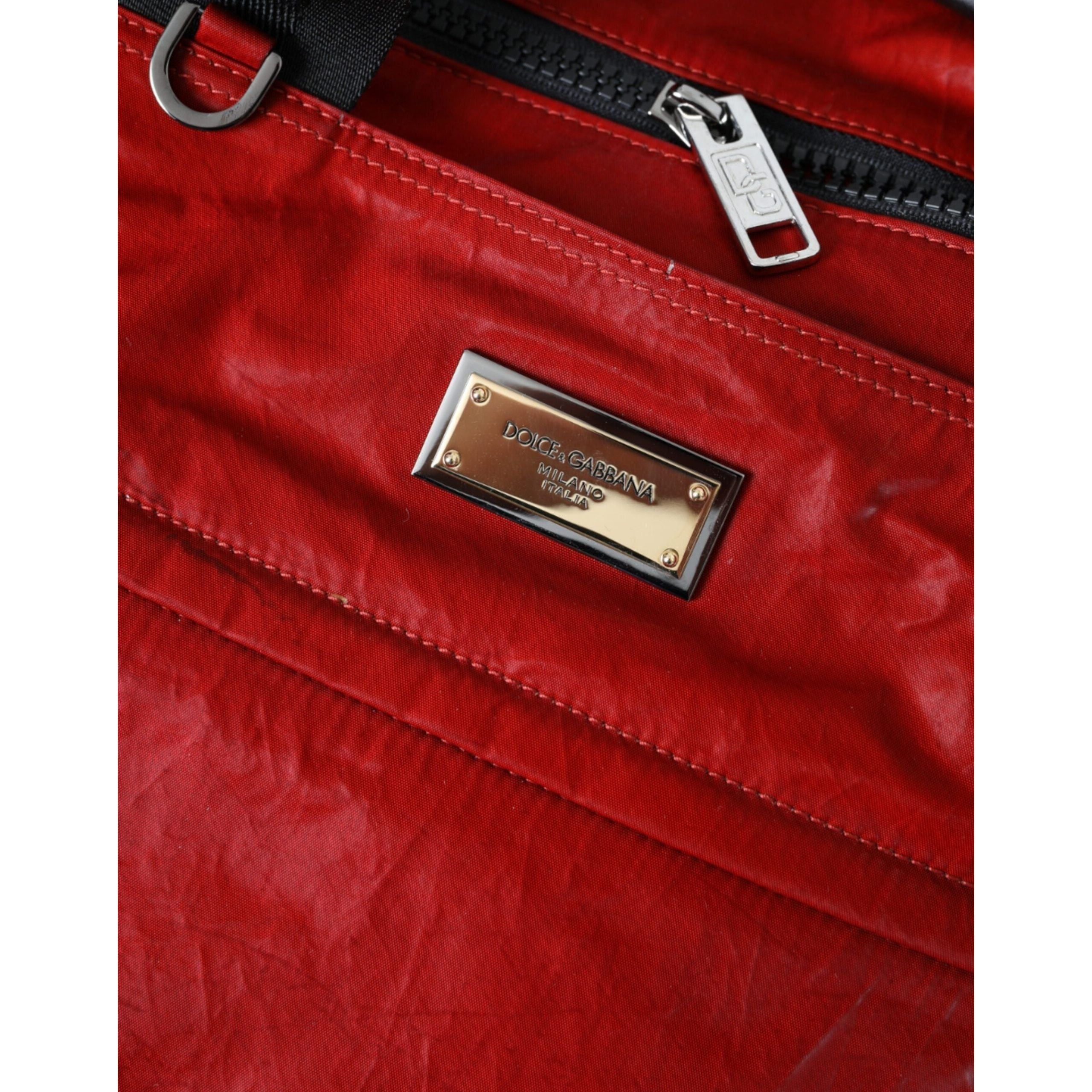 Luxour, Dolce & Gabbana Red Nylon Calfskin Hand Shoulder Duffel Bag, 