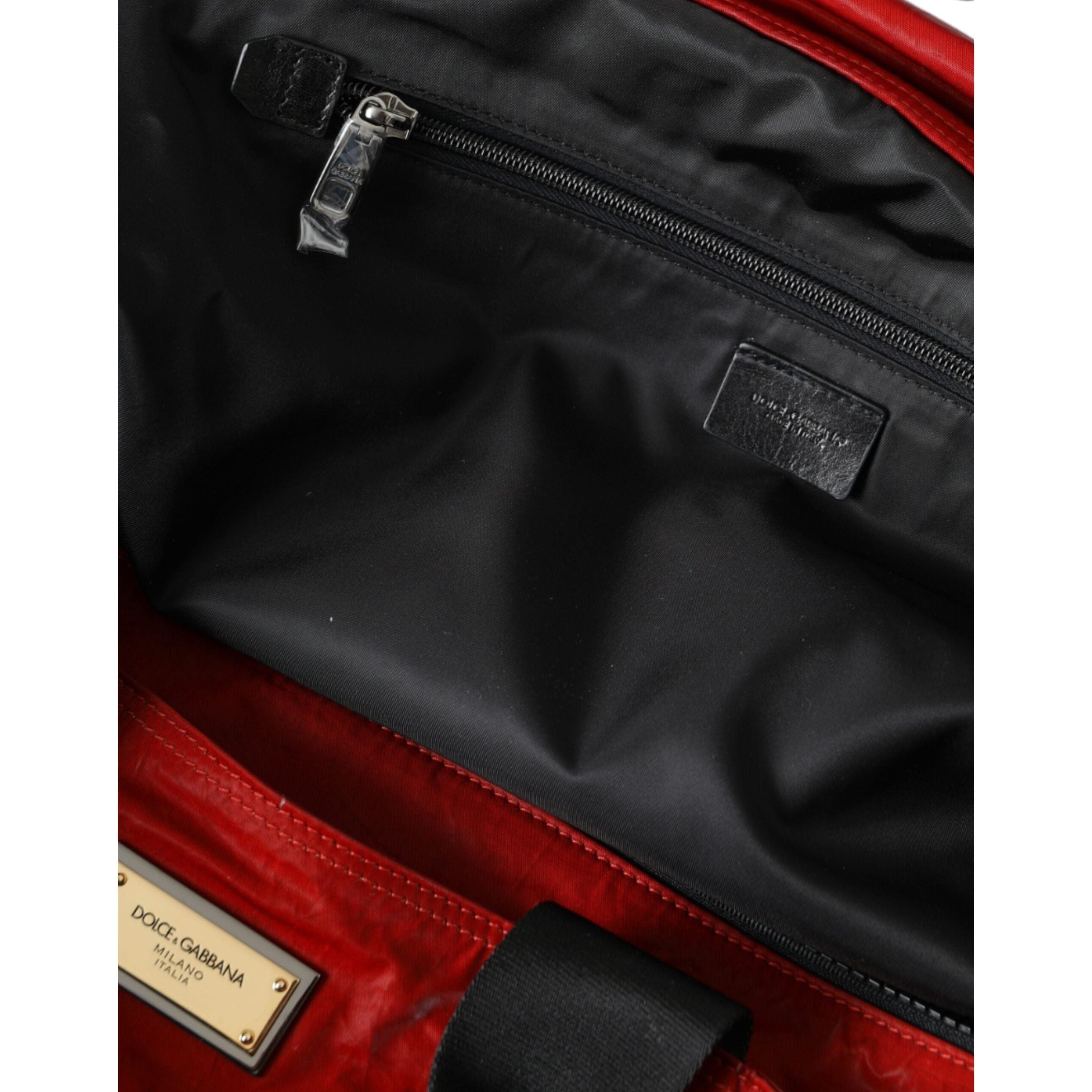 Luxour, Dolce & Gabbana Red Nylon Calfskin Hand Shoulder Duffel Bag, 