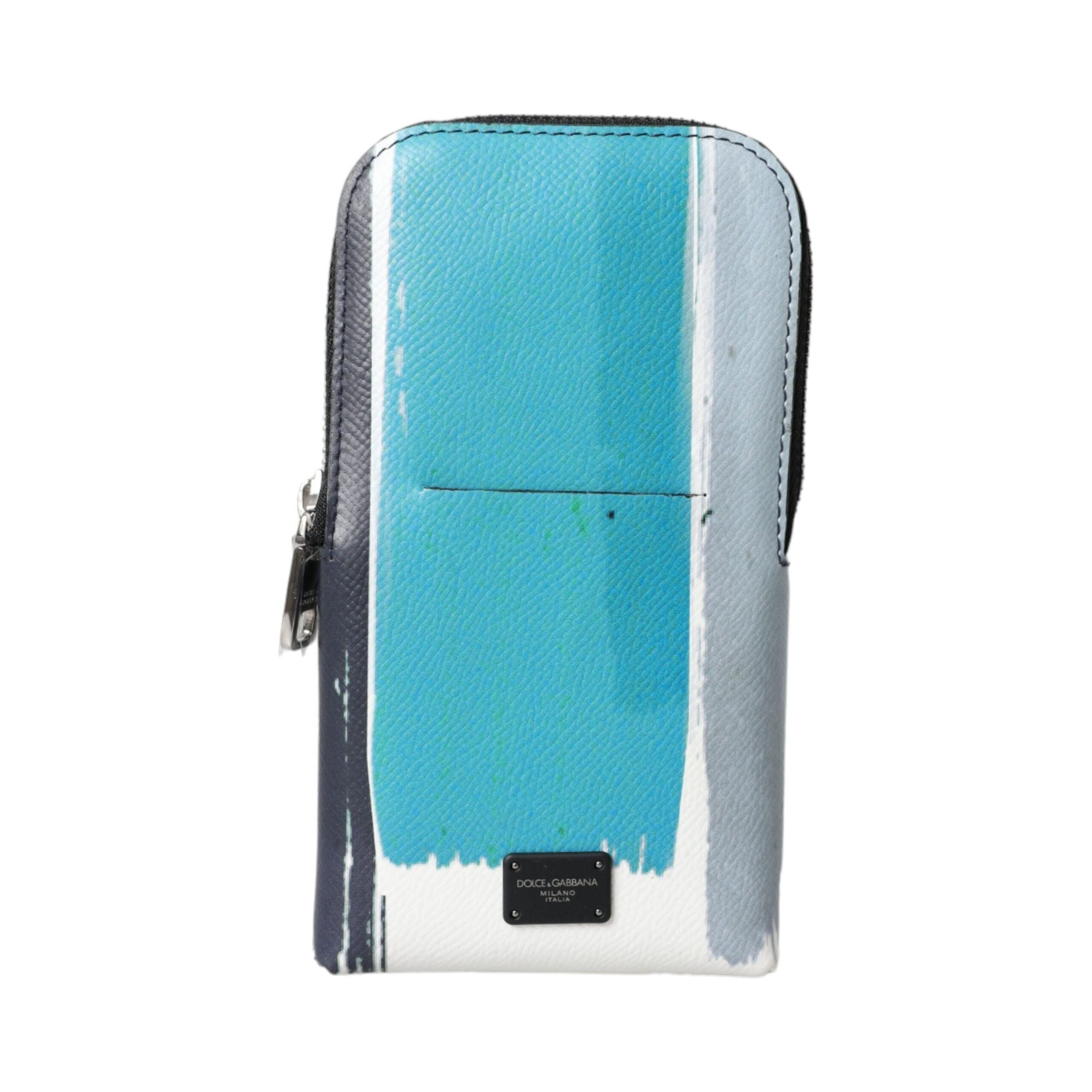 Luxour, Dolce & Gabbana Multicolor Leather DG Logo Silver Zip Card Holder Wallet, 